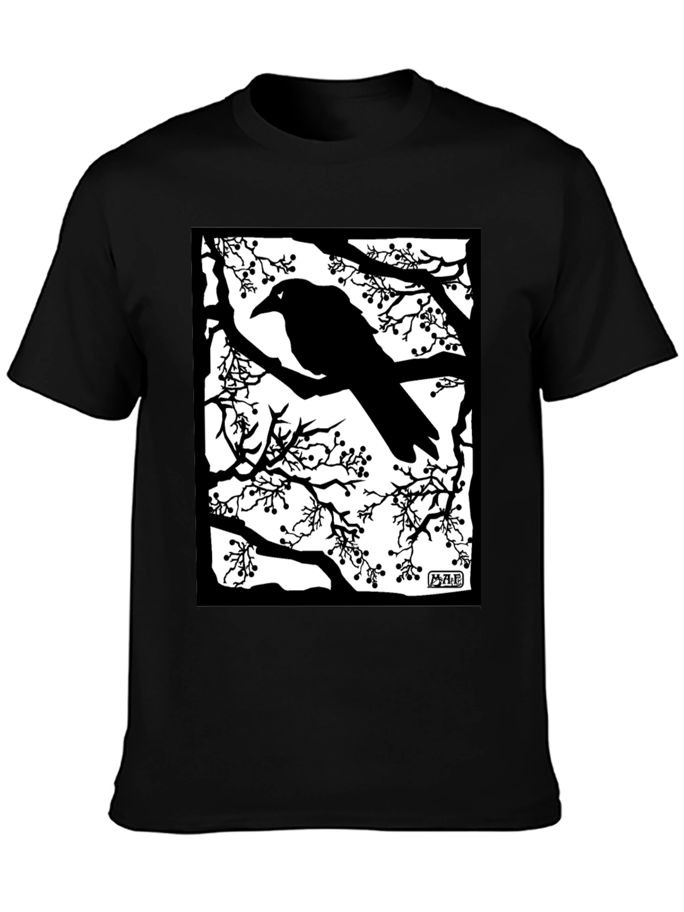 Raven Silhouette Graphic T-Shirt - Black