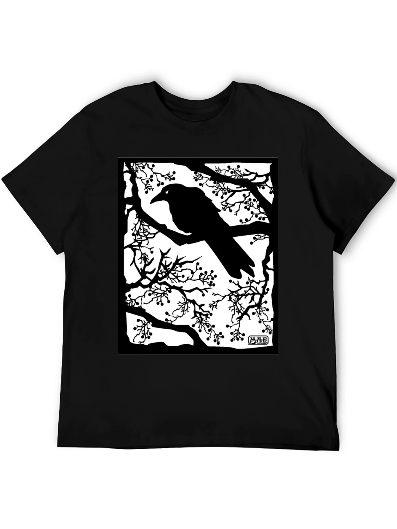 Raven Silhouette Graphic T-Shirt - Black