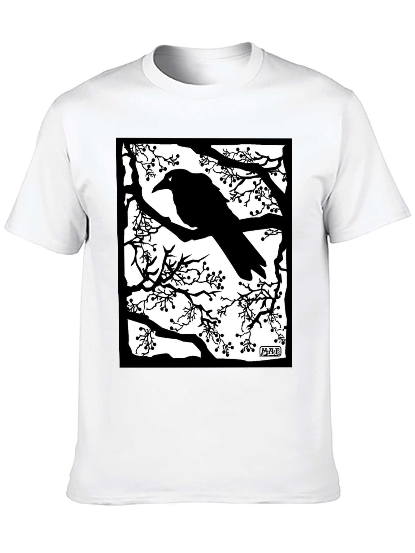 Raven Silhouette Graphic T-Shirt - Black