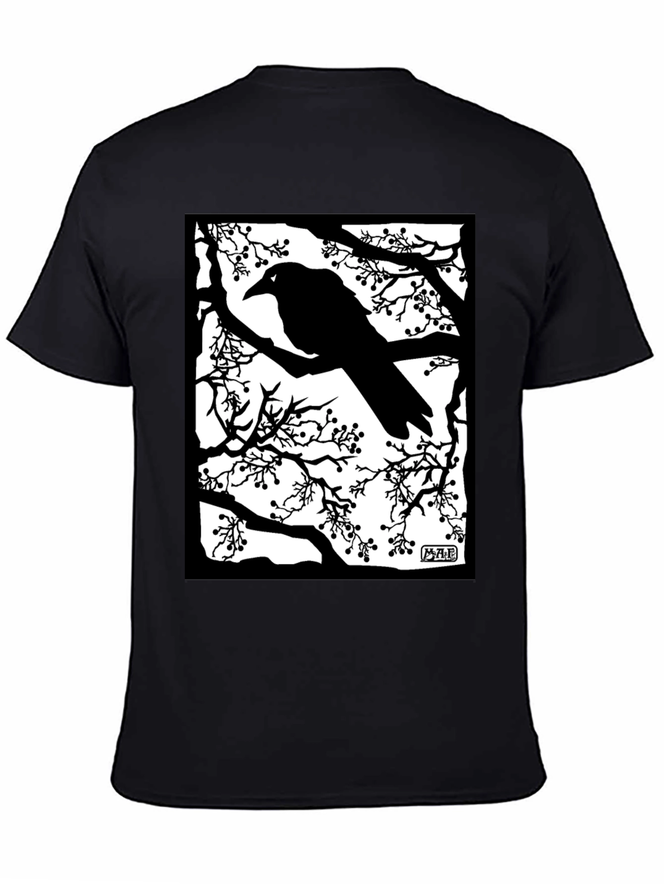 Raven Silhouette Graphic T-Shirt - Black