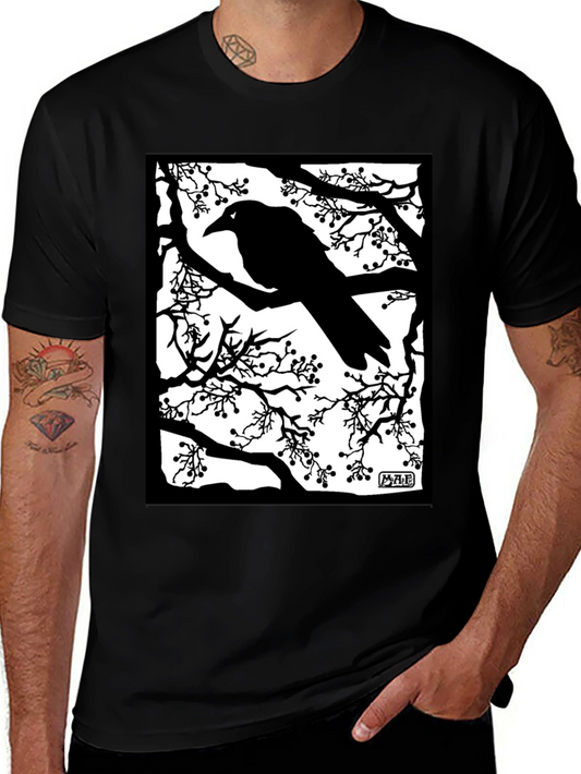 Raven Silhouette Graphic T-Shirt - Black