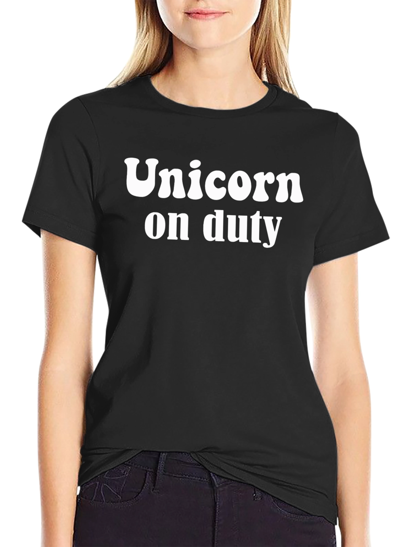 Unicorn On Duty Black Graphic T-Shirt