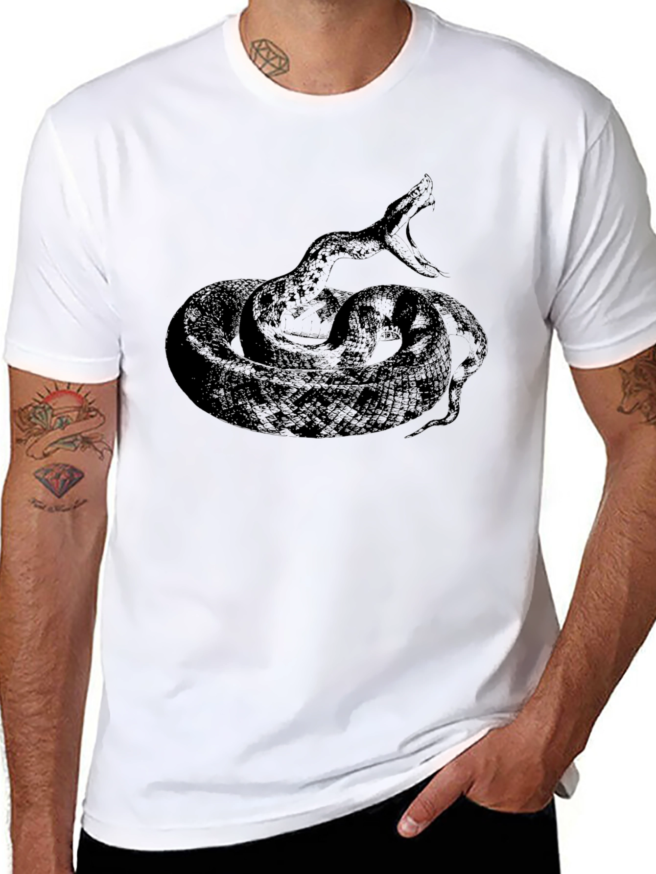 Mens Black Snake Graphic Tee