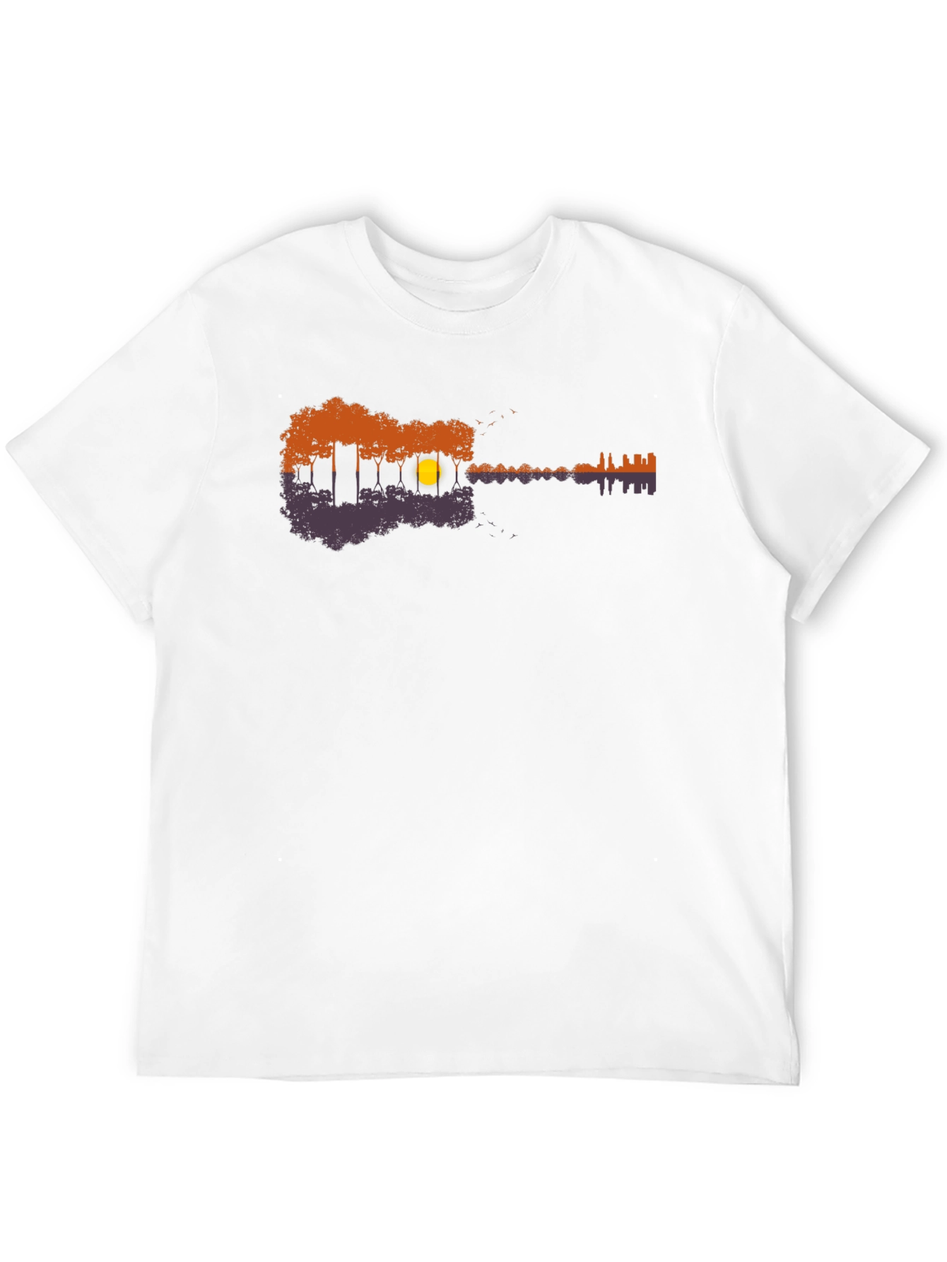 Guitar Nature Scene Black T-Shirt