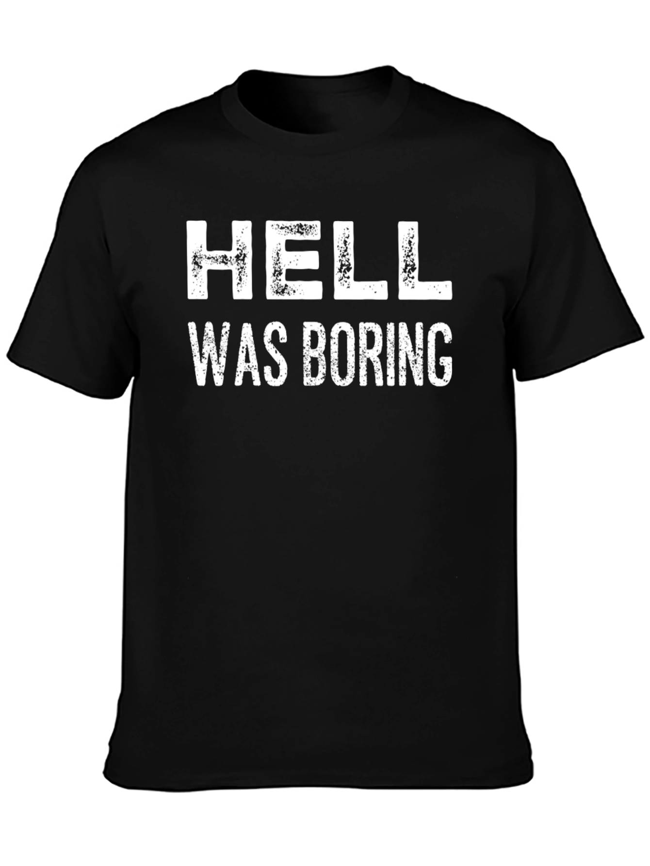 Hell Was Boring Graphic Tee - Black Cotton
