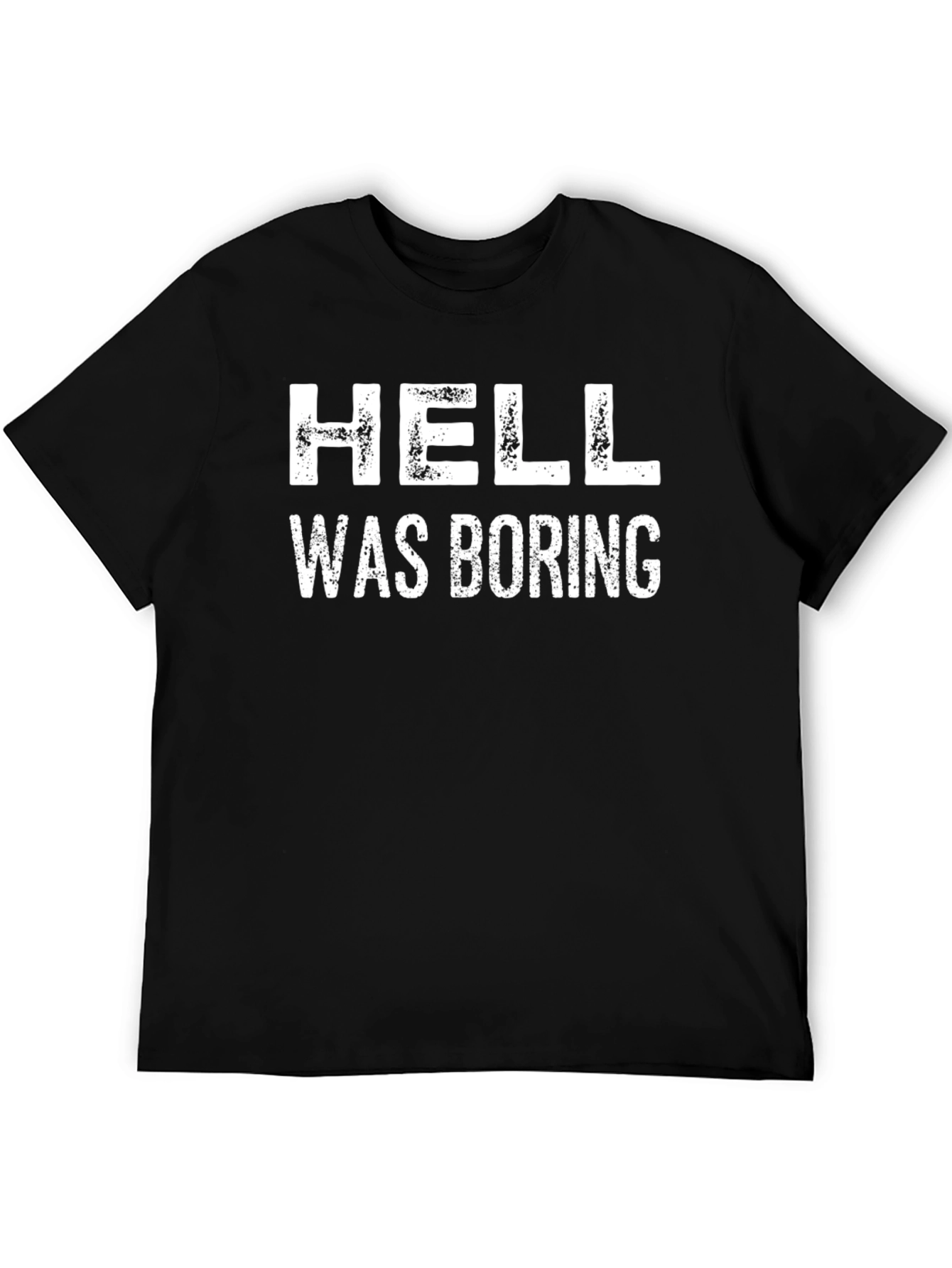 Hell Was Boring Graphic Tee - Black Cotton