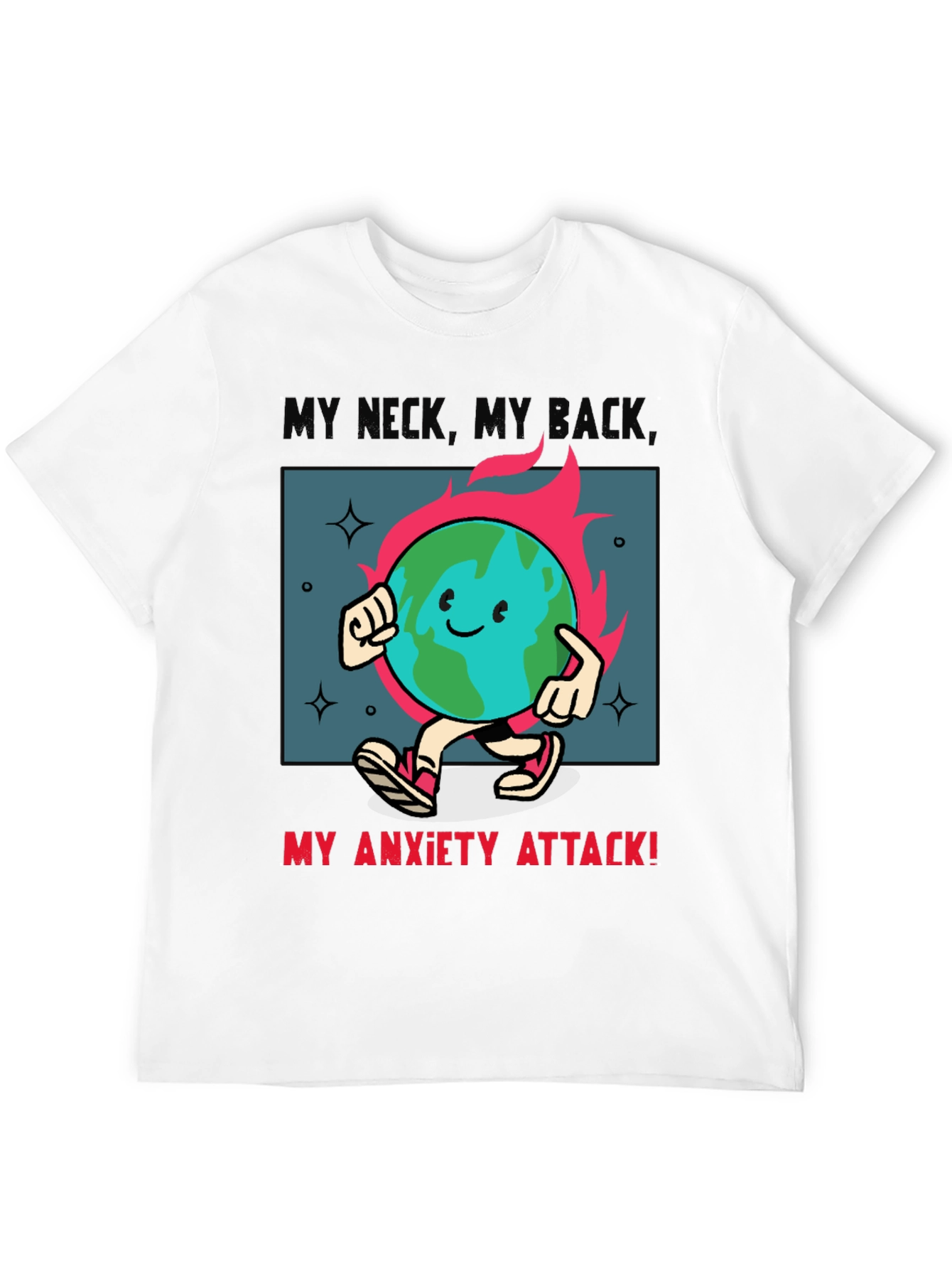 Anxiety Attack T-Shirt - Earth Cartoon Graphic Tee
