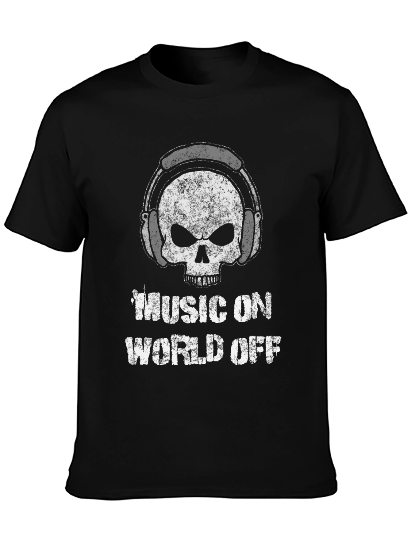 Music On World Off Skull Graphic T-Shirt