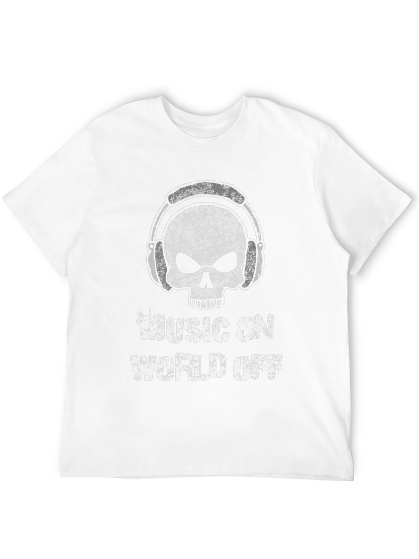 Music On World Off Skull Graphic T-Shirt