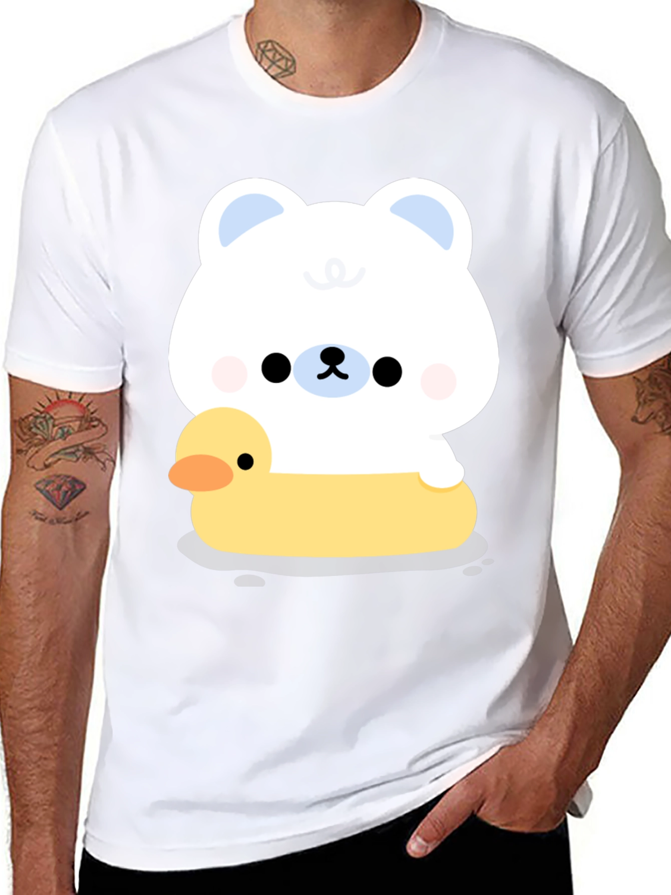 Cute Bear & Duck Cartoon T-Shirt
