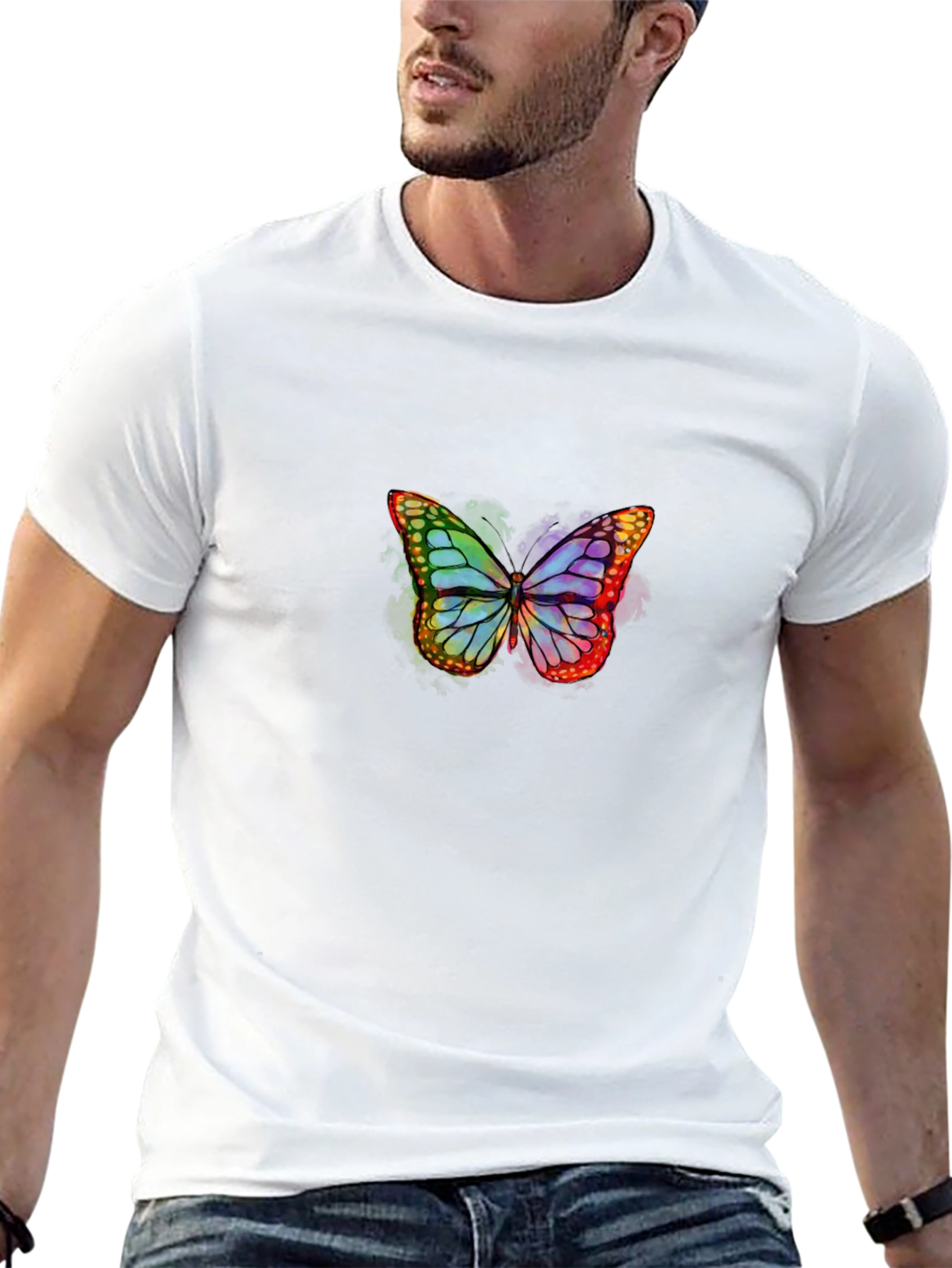 Butterfly Graphic Tee - Stylish Black T-Shirt