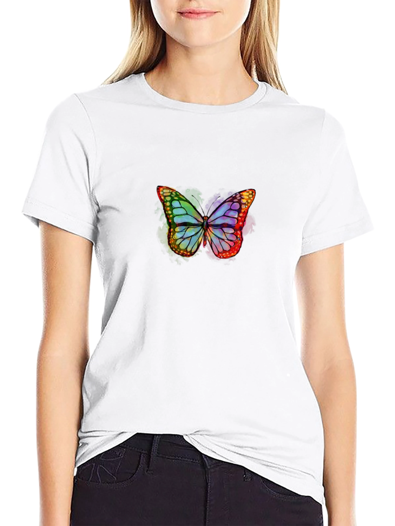 Butterfly Graphic Tee - Stylish Black T-Shirt