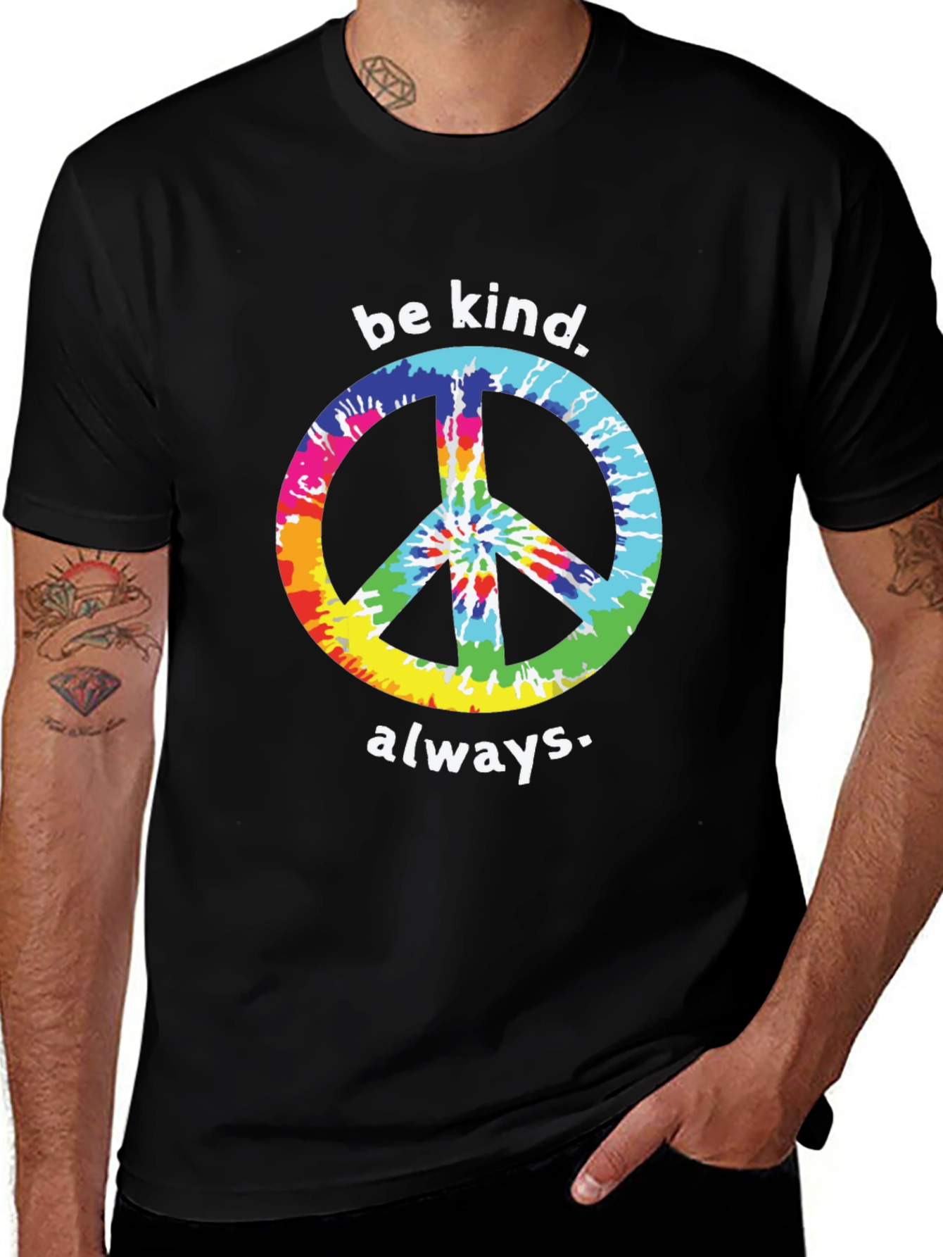 Be Kind Always Peace Sign Tie-Dye T-Shirt
