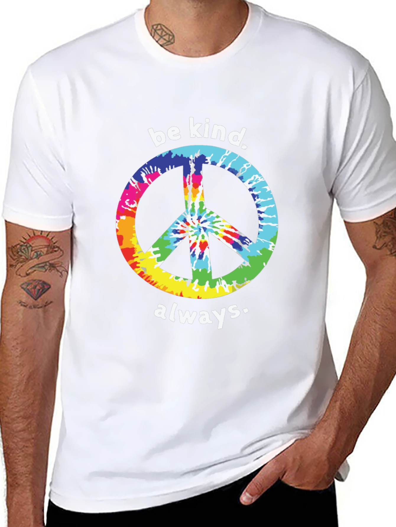 Be Kind Always Peace Sign Tie-Dye T-Shirt