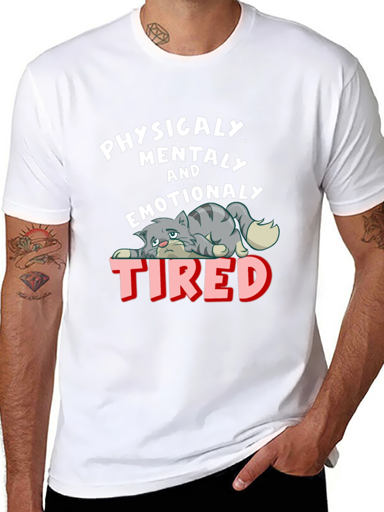 Emotionally Tired Cat Graphic Tee