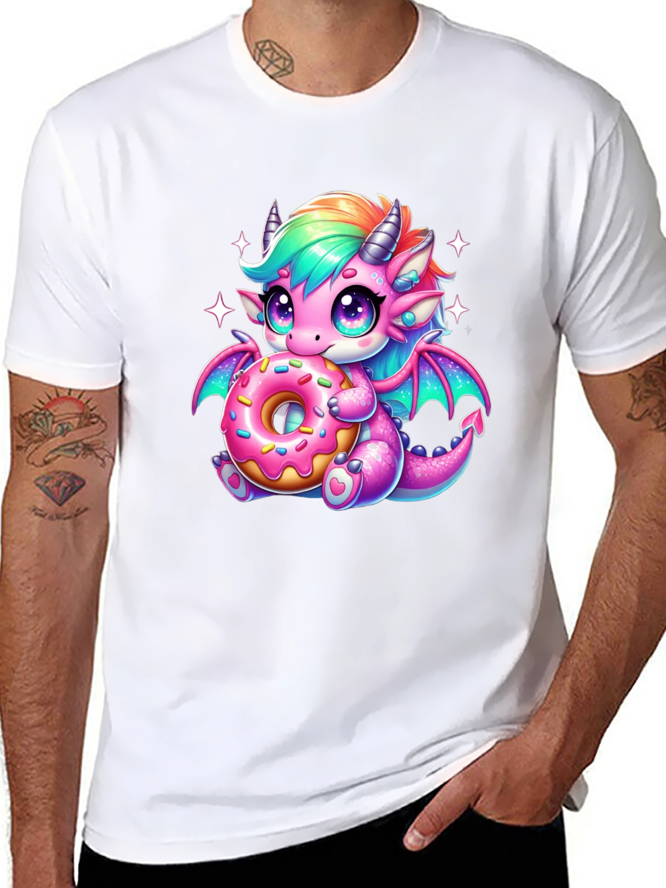 Cute Dragon Donut T-Shirt - Fun Kawaii Style