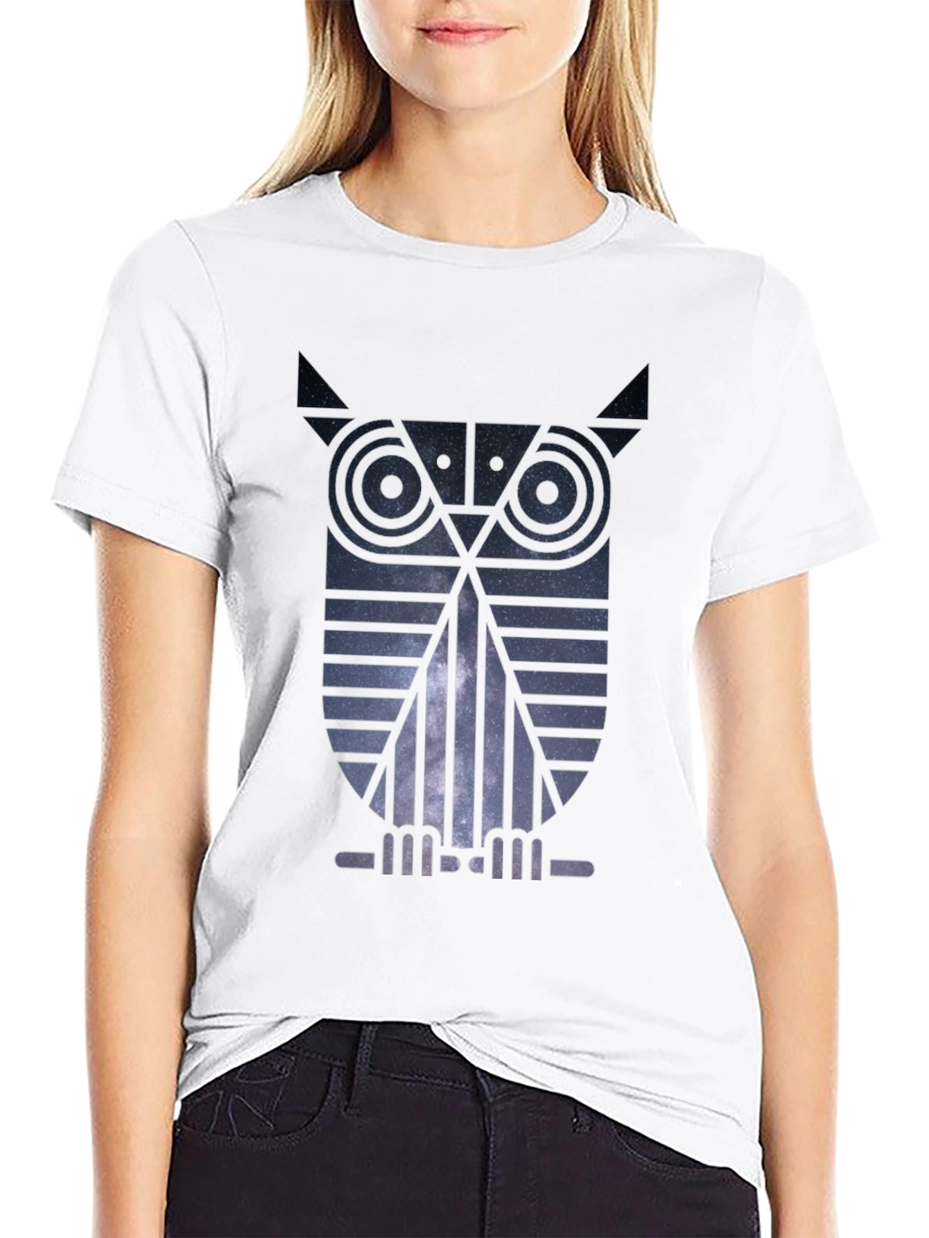 Geometric Owl T-Shirt - Galaxy Print