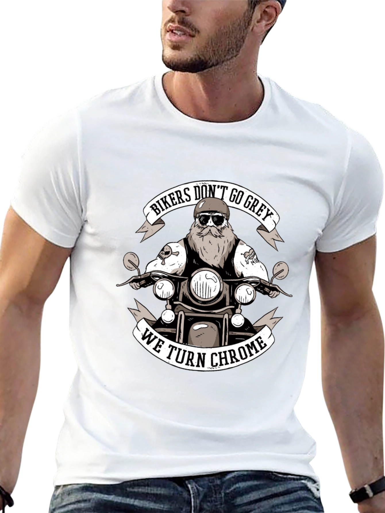 Bikers Dont Go Grey We Turn Chrome Black T-Shirt