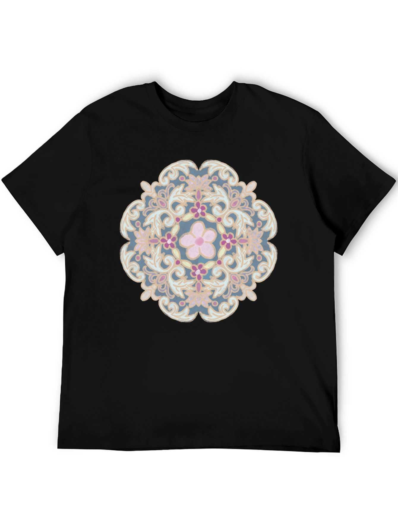 Floral Mandala Graphic Tee - Stylish Black T-Shirt