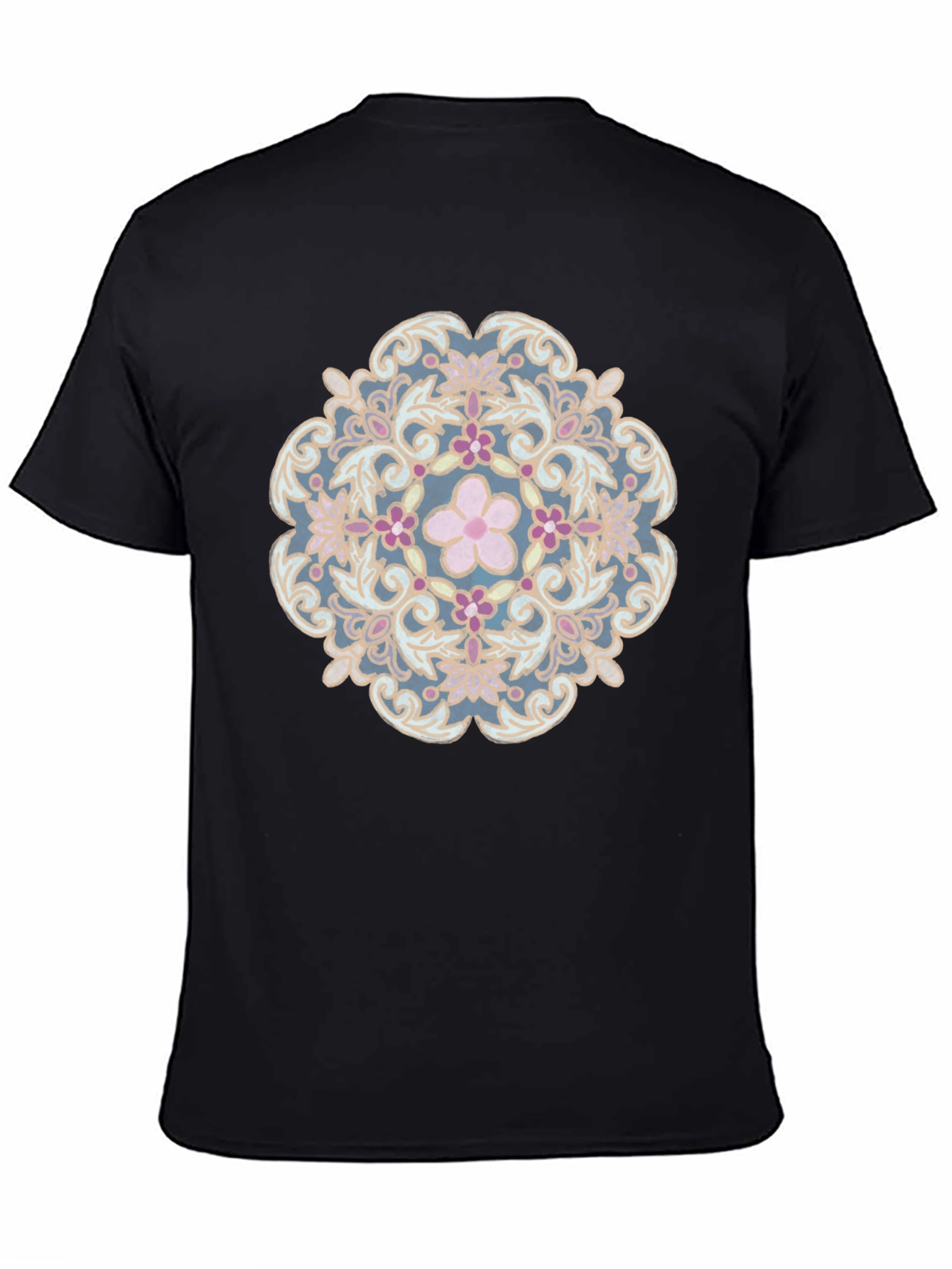 Floral Mandala Graphic Tee - Stylish Black T-Shirt