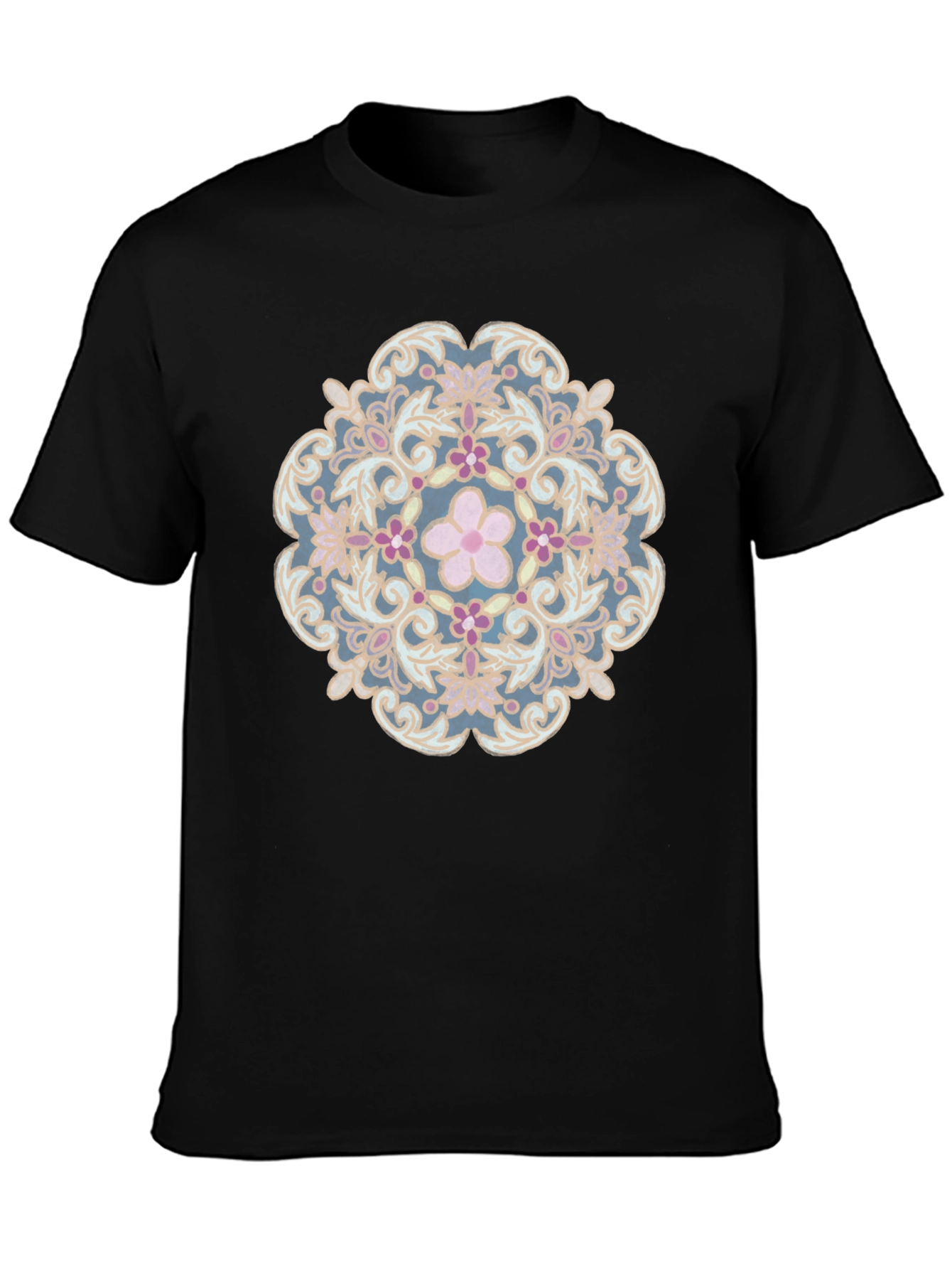 Floral Mandala Graphic Tee - Stylish Black T-Shirt
