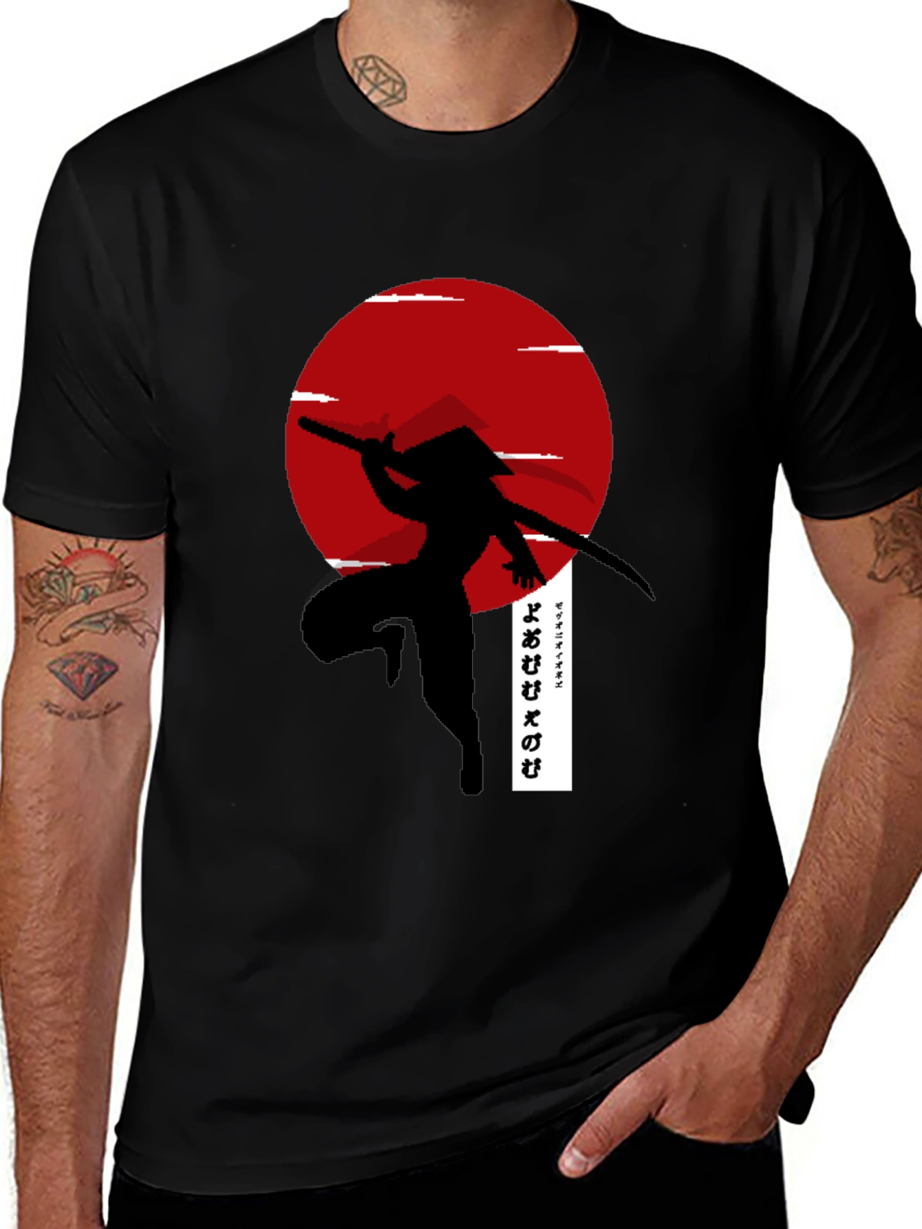 Samurai Sunset Black T-Shirt