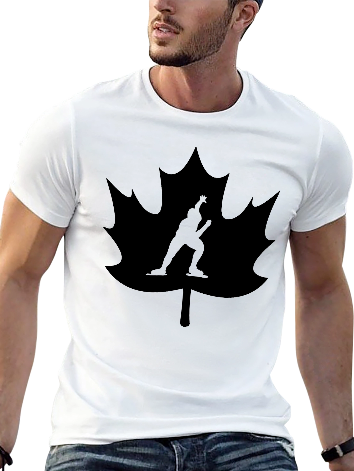 Maple Leaf Figure Skating Black T-Shirt