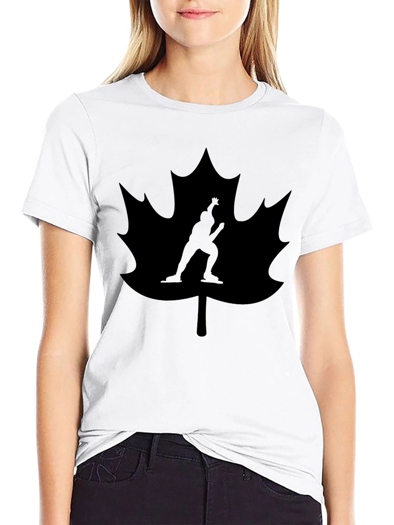 Maple Leaf Figure Skating Black T-Shirt