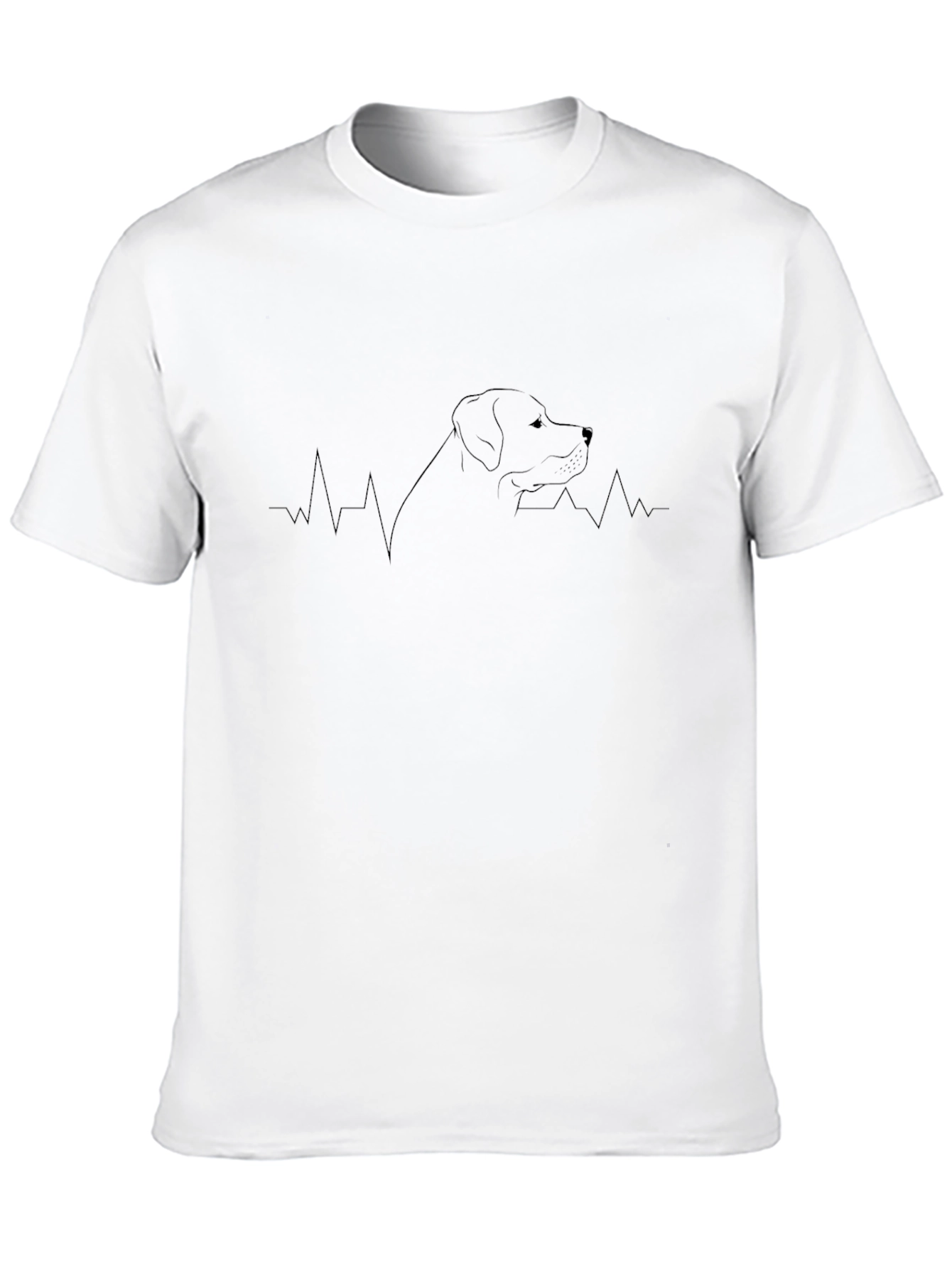 Dog Heartbeat Line Art Black Graphic Tee