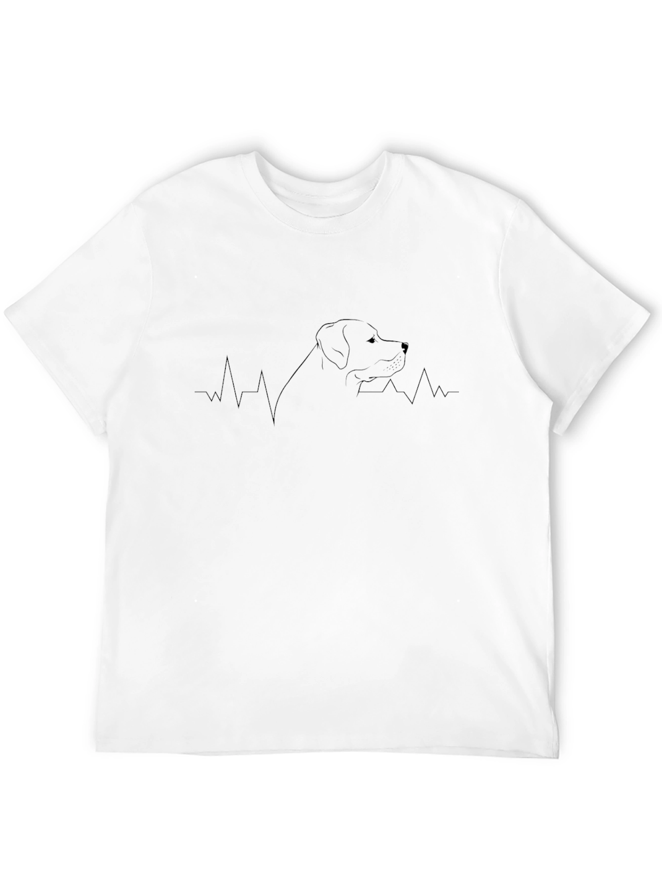 Dog Heartbeat Line Art Black Graphic Tee
