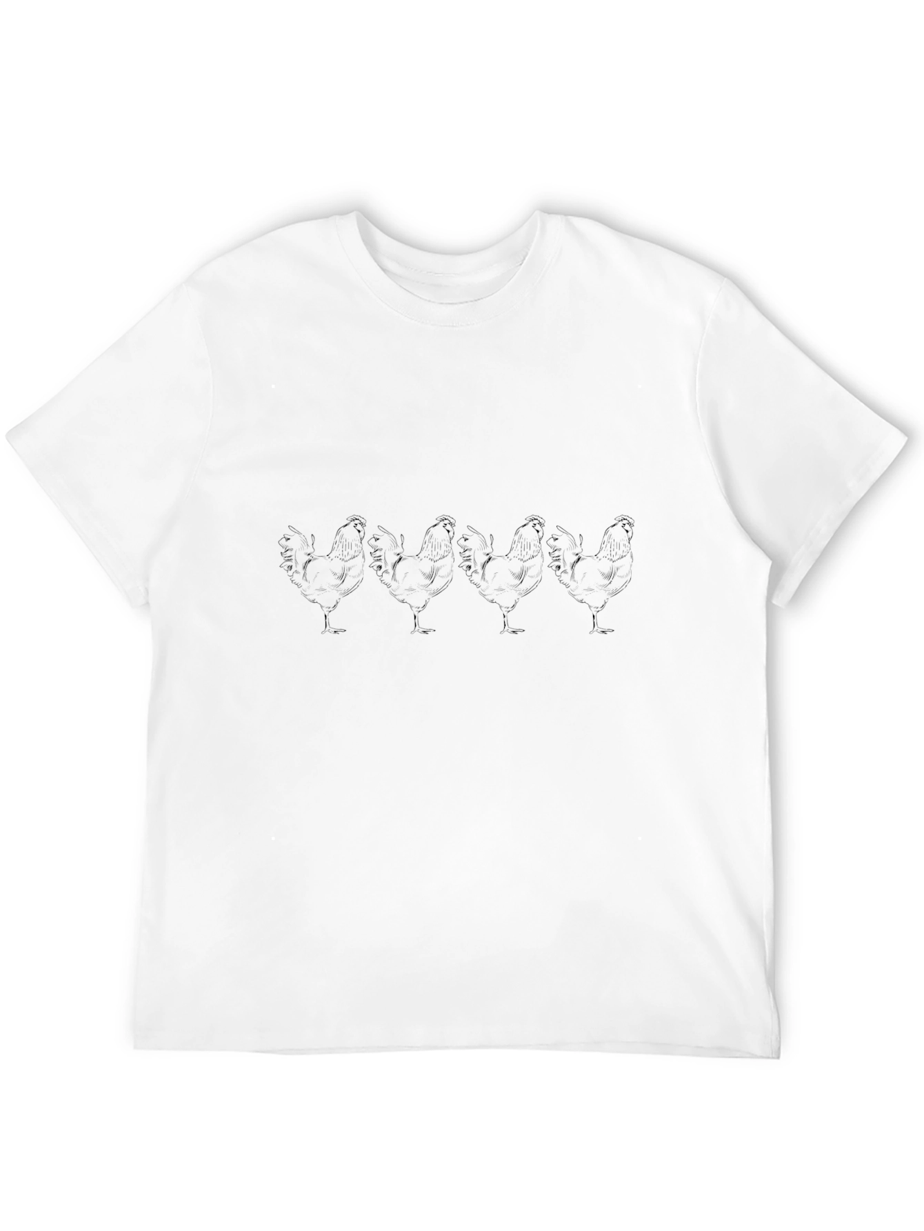 Rooster Line Art Black T-Shirt