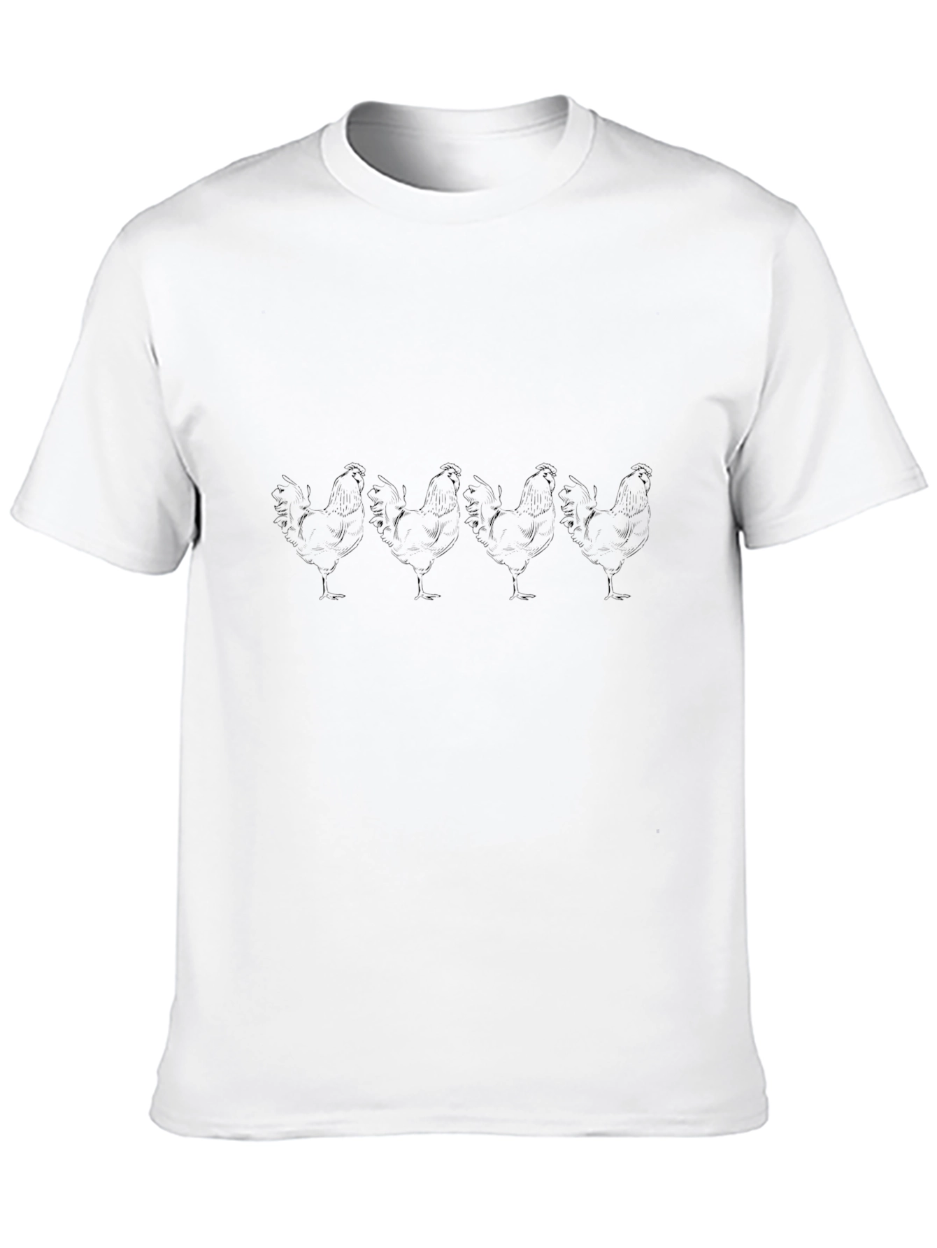 Rooster Line Art Black T-Shirt