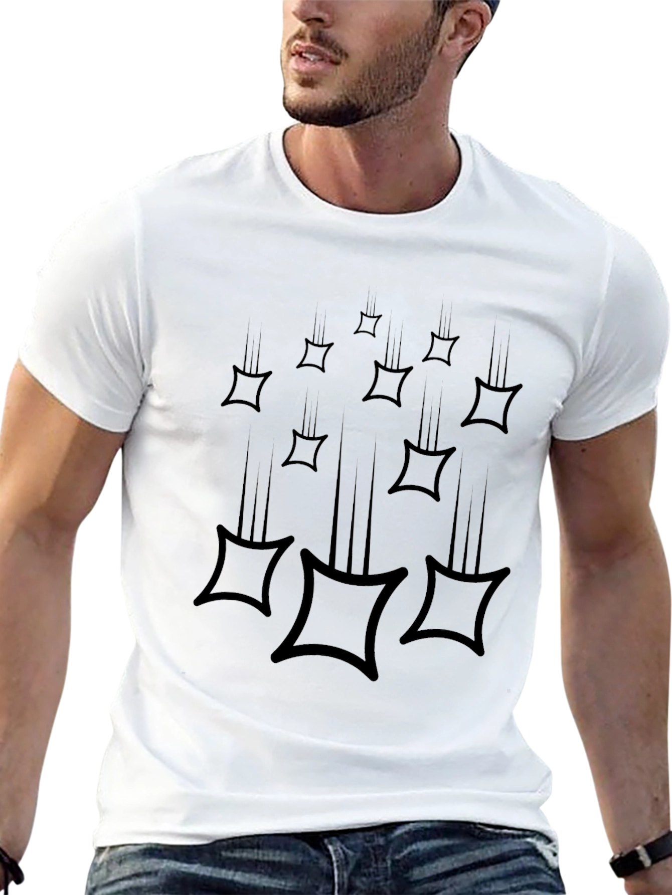 Falling Starburst Graphic T-Shirt - Black