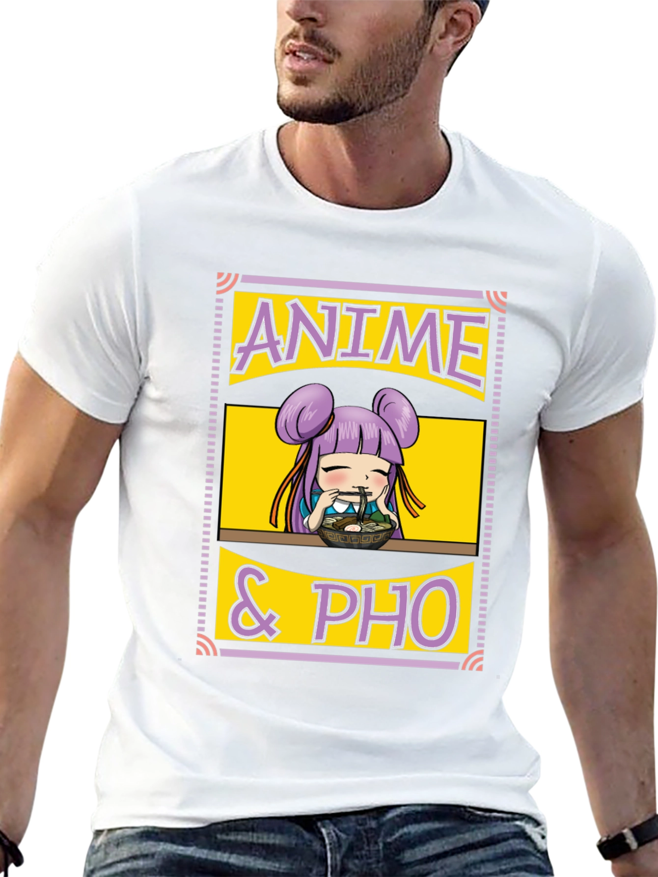 Anime & Pho Graphic T-Shirt - Cute Foodie Tee