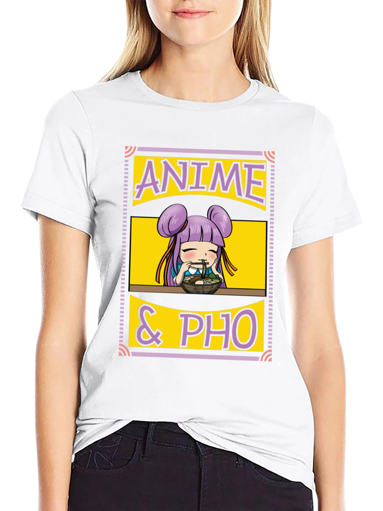 Anime & Pho Graphic T-Shirt - Cute Foodie Tee