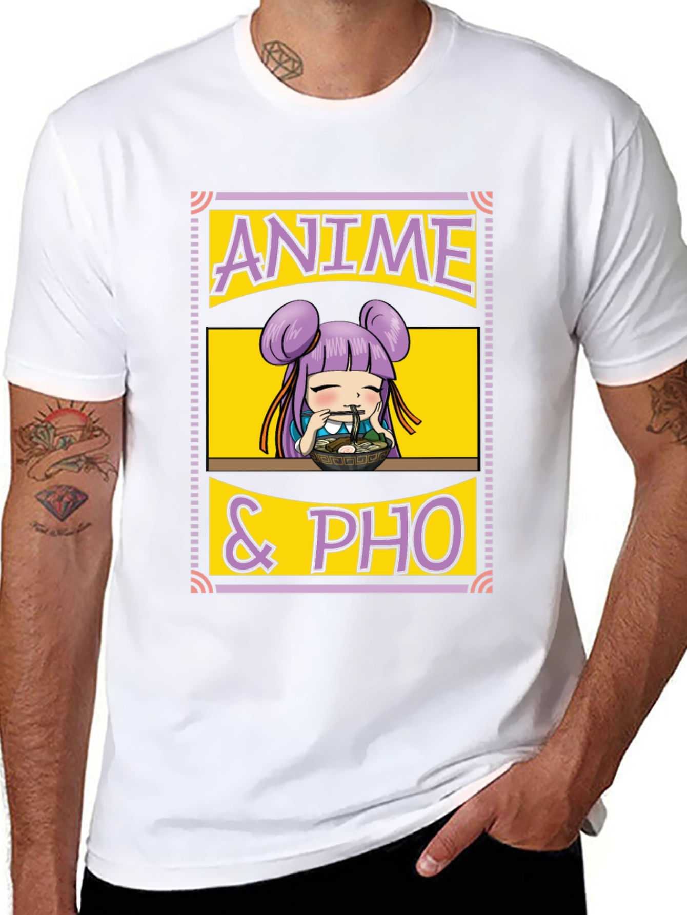 Anime & Pho Graphic T-Shirt - Cute Foodie Tee