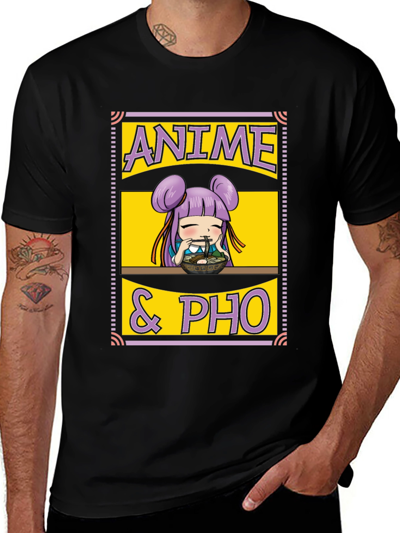 Anime & Pho Graphic T-Shirt - Cute Foodie Tee