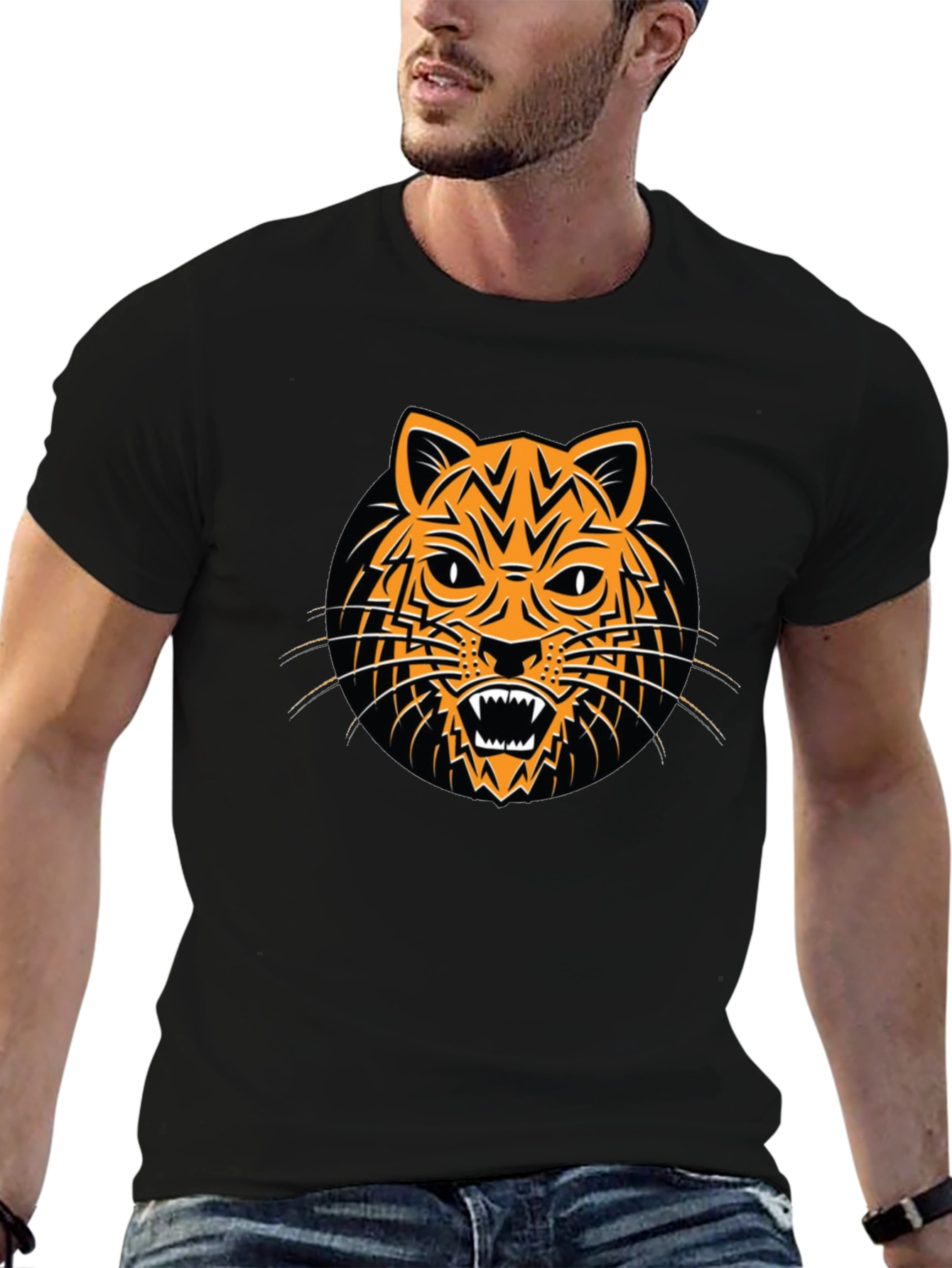 Tiger Graphic Black T-Shirt - Bold and Stylish