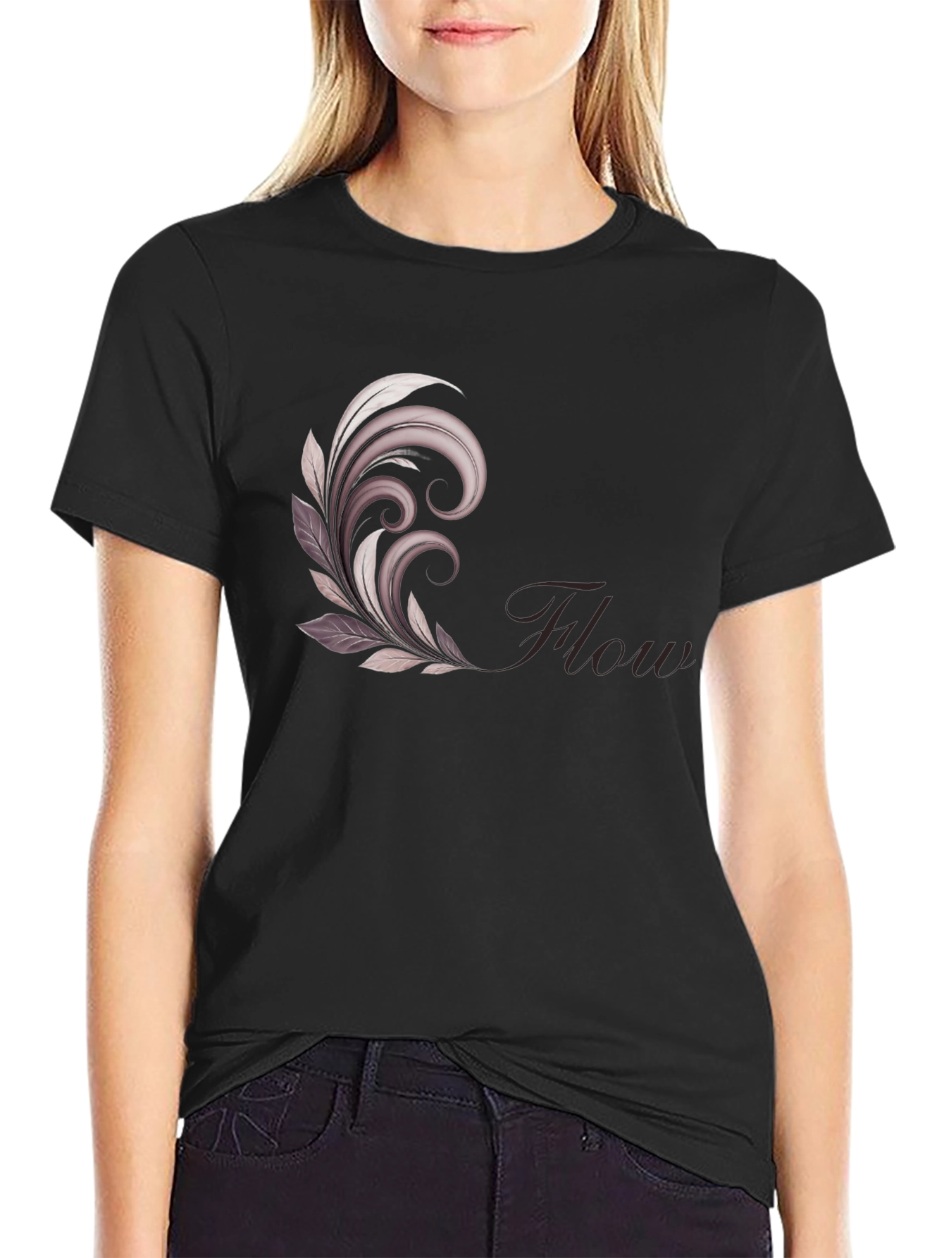 Elegant Flow Graphic Black T-Shirt