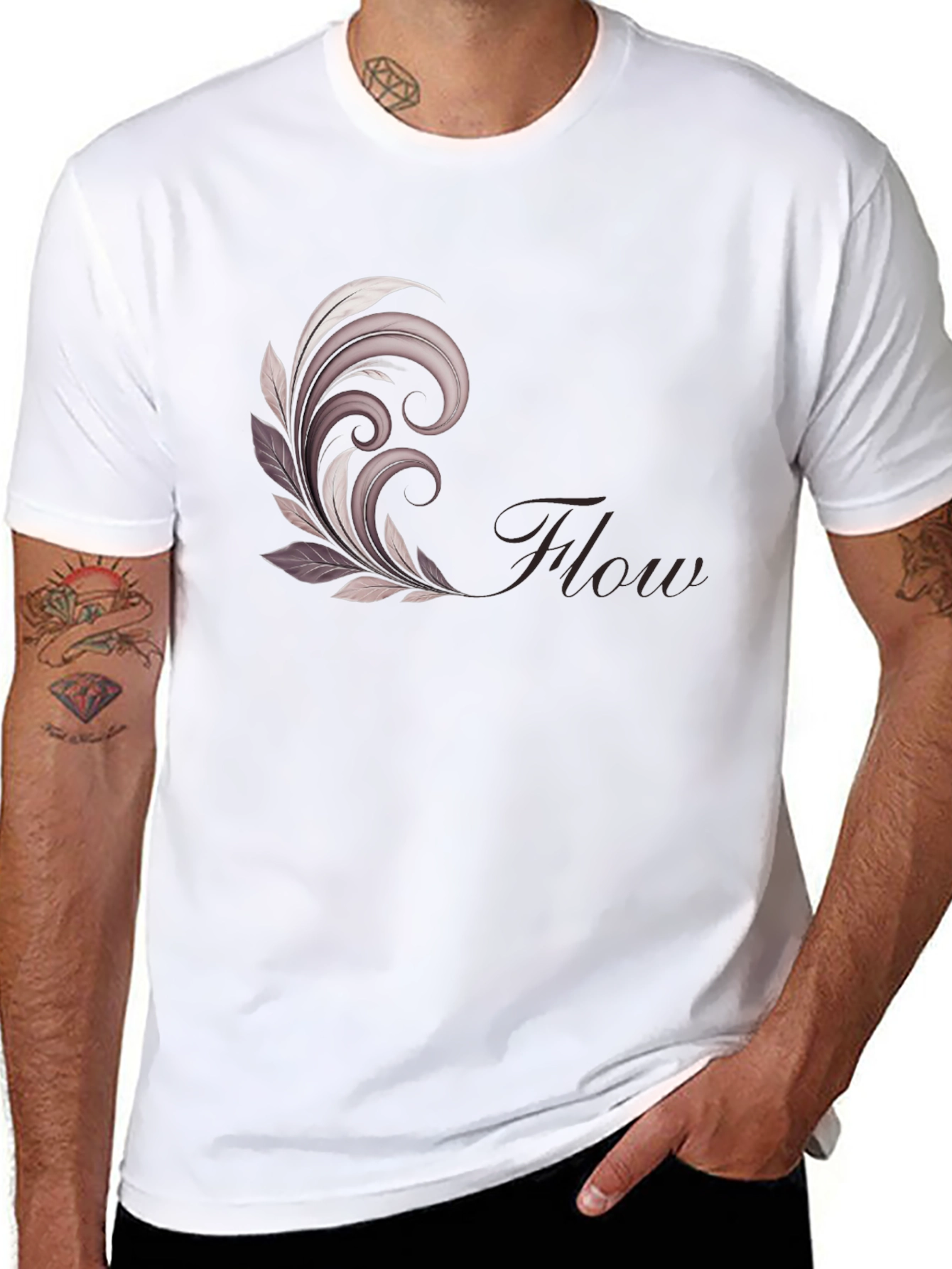 Elegant Flow Graphic Black T-Shirt