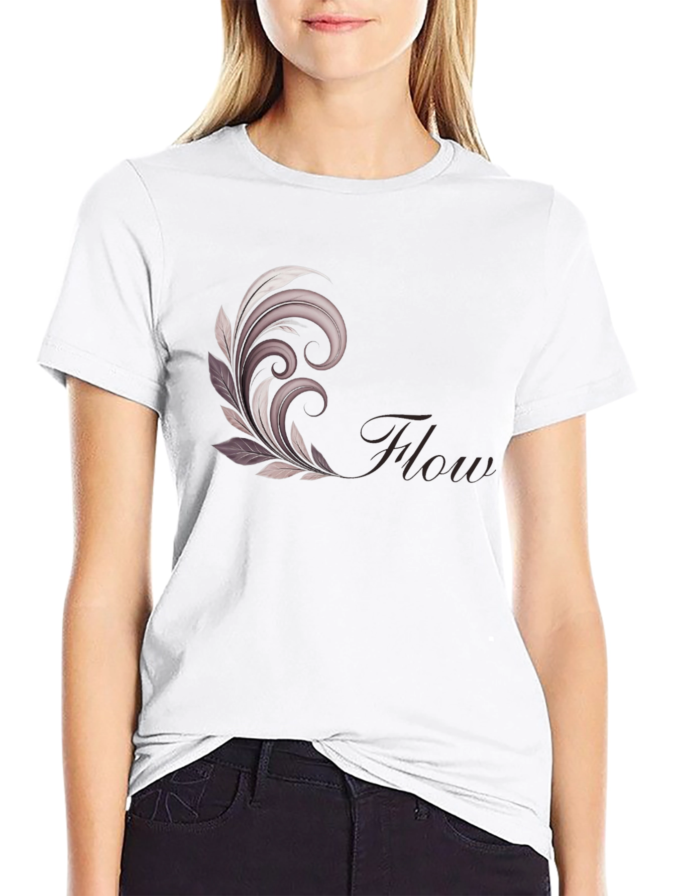 Elegant Flow Graphic Black T-Shirt
