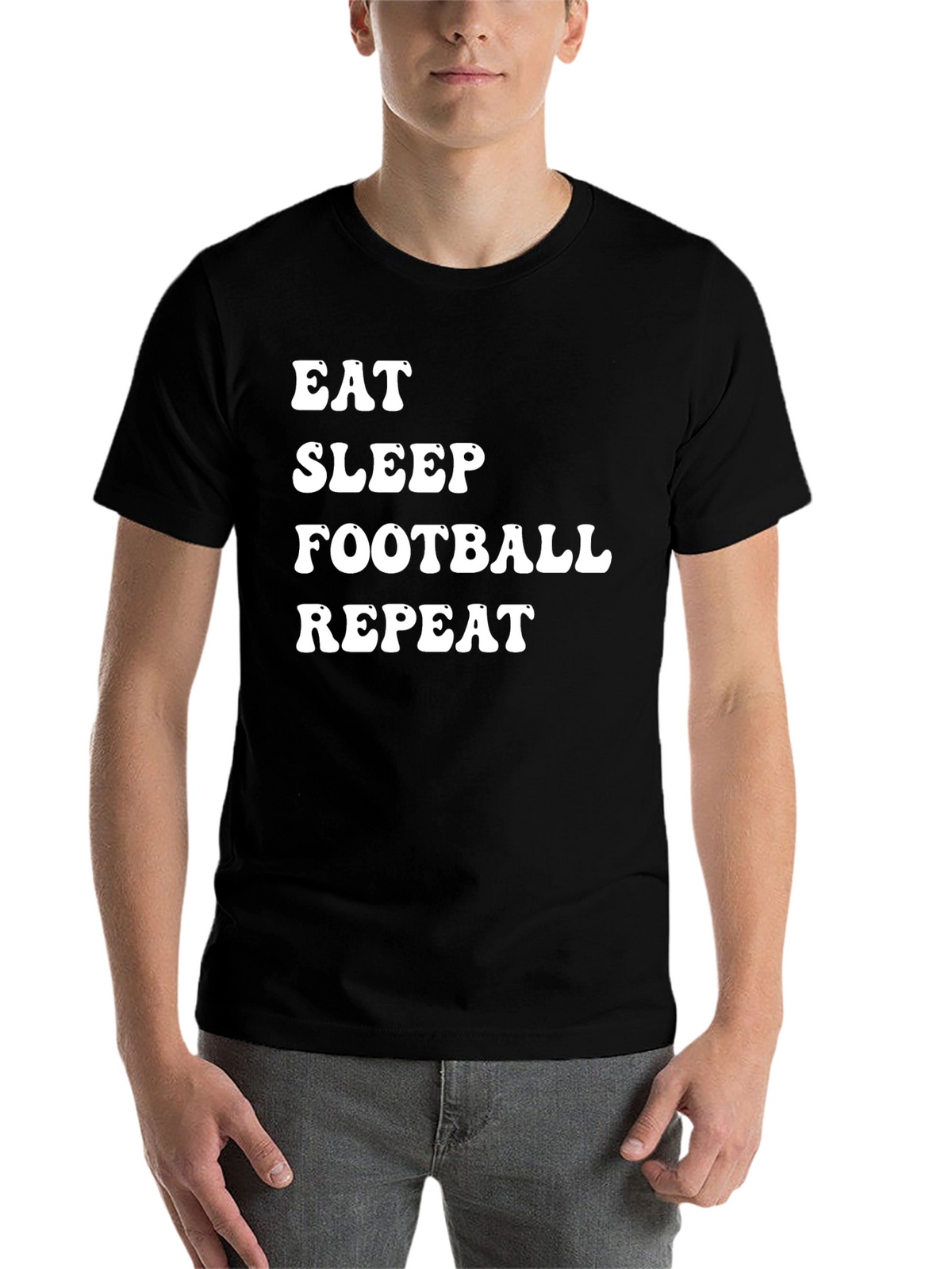 Eat Sleep Football Repeat Black T-Shirt