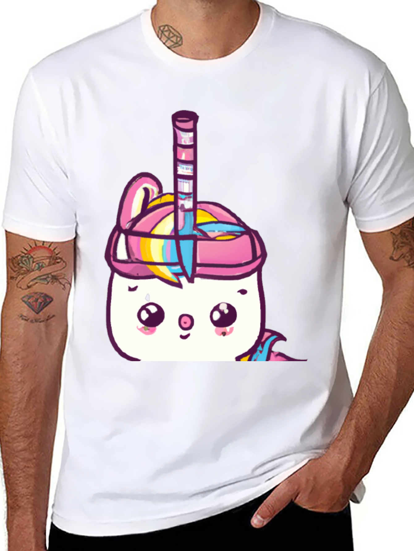 Kawaii Unicorn Hockey Player Graphic Tee