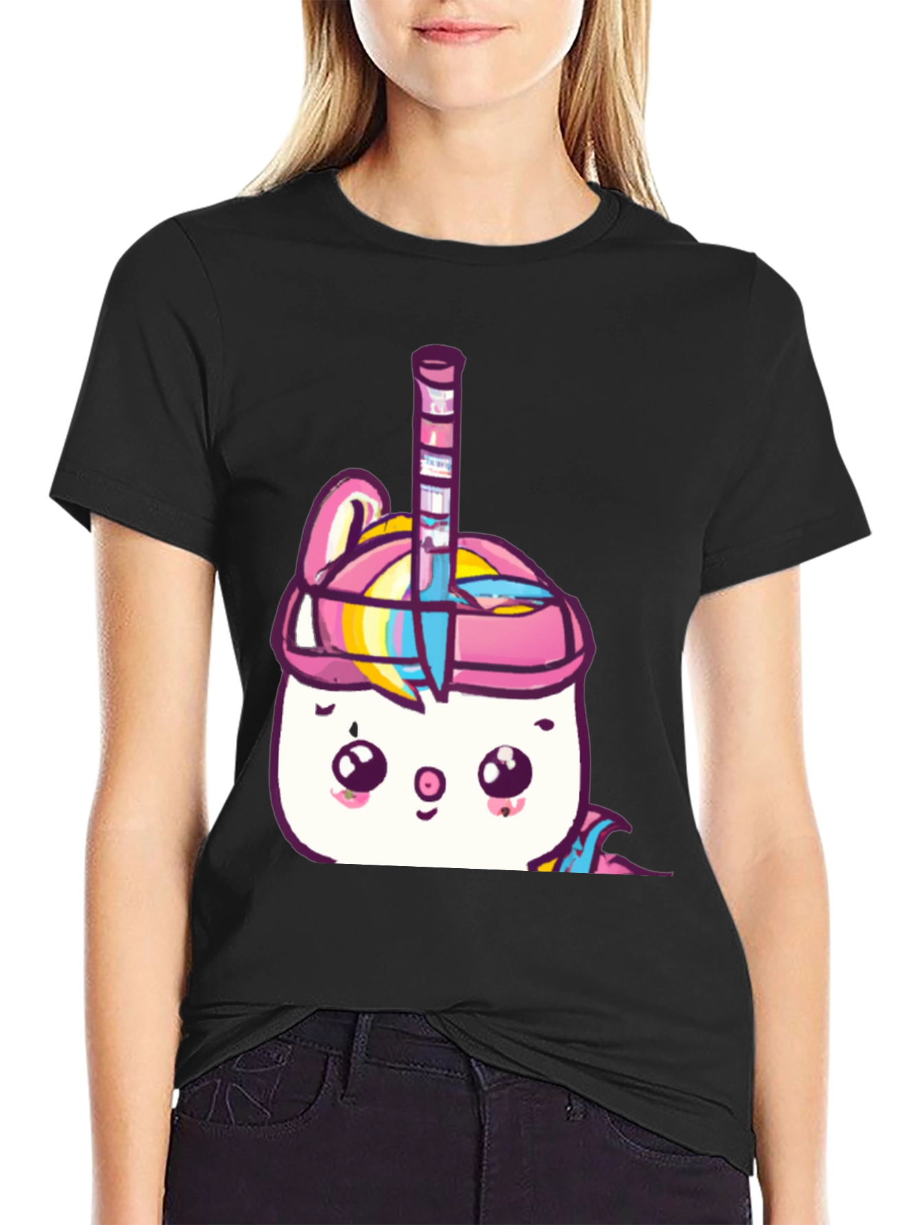 Kawaii Unicorn Hockey Player Graphic Tee