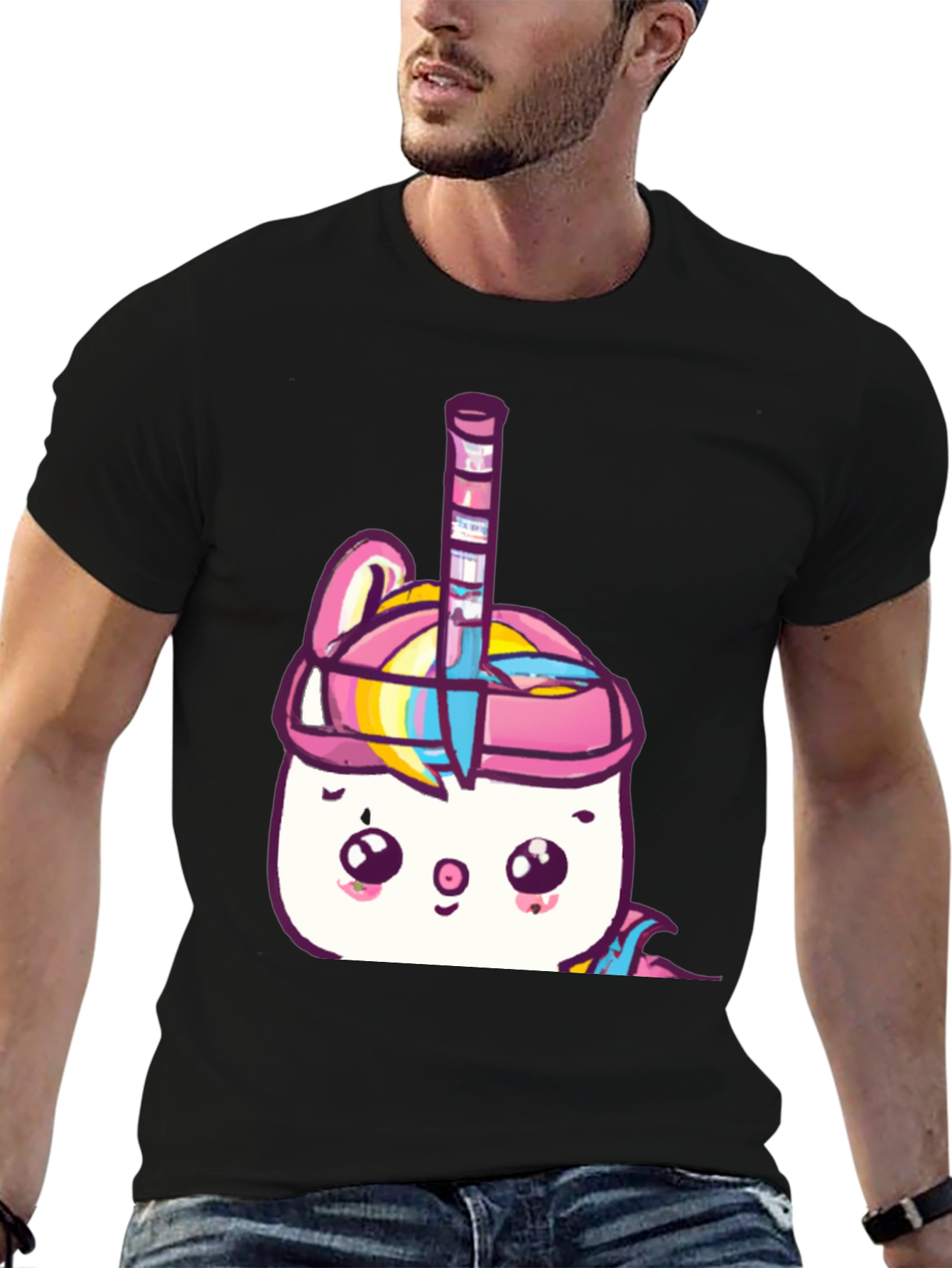 Kawaii Unicorn Hockey Player Graphic Tee
