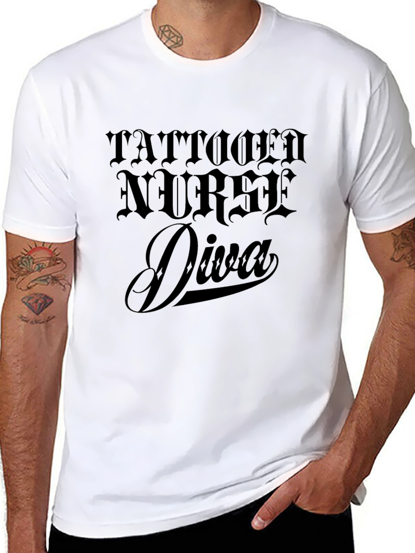 Tattooed Nurse Diva Black Graphic Tee