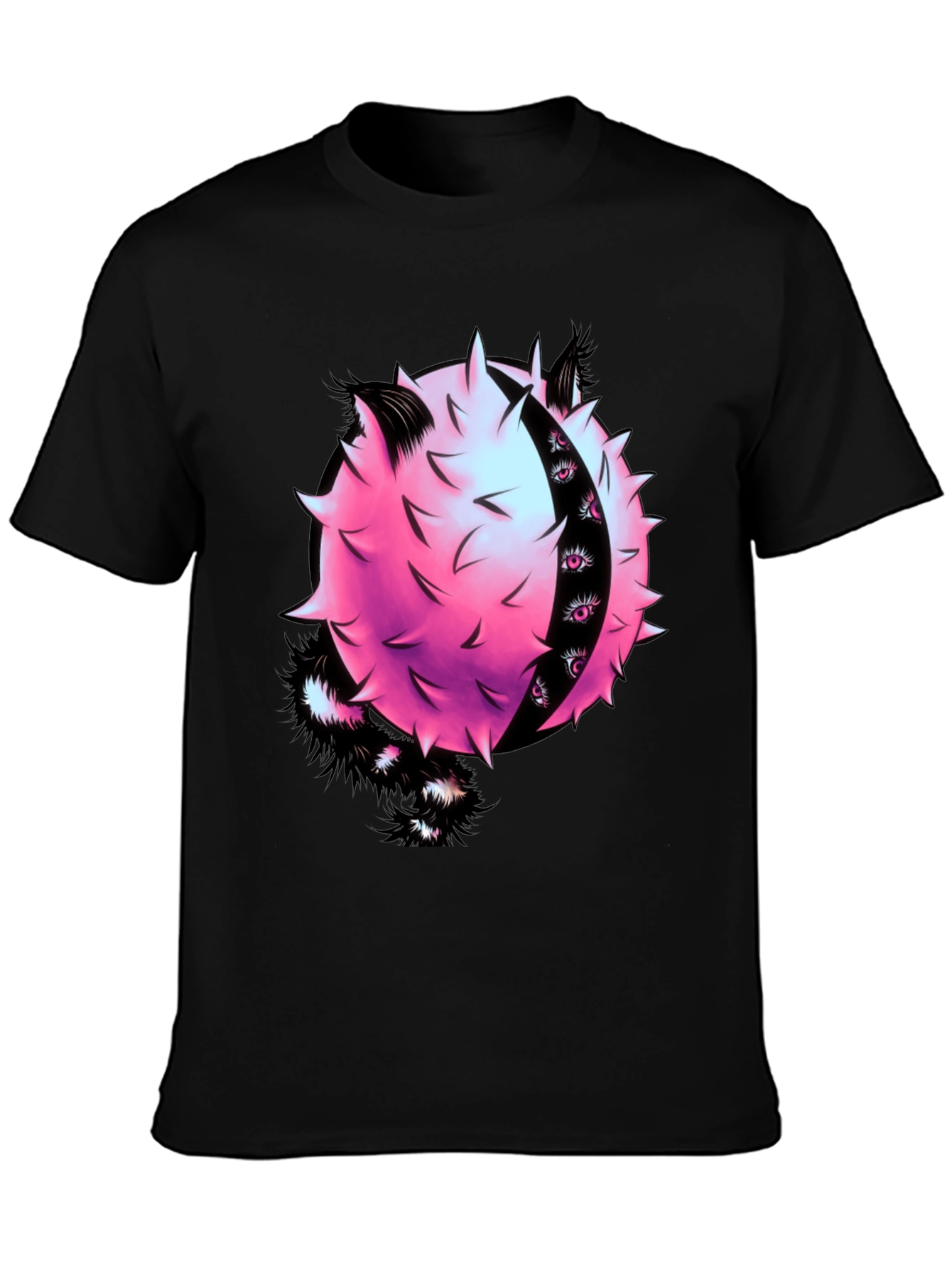 Edgy Graphic Tee - Spiky Pink Ball with Eyes