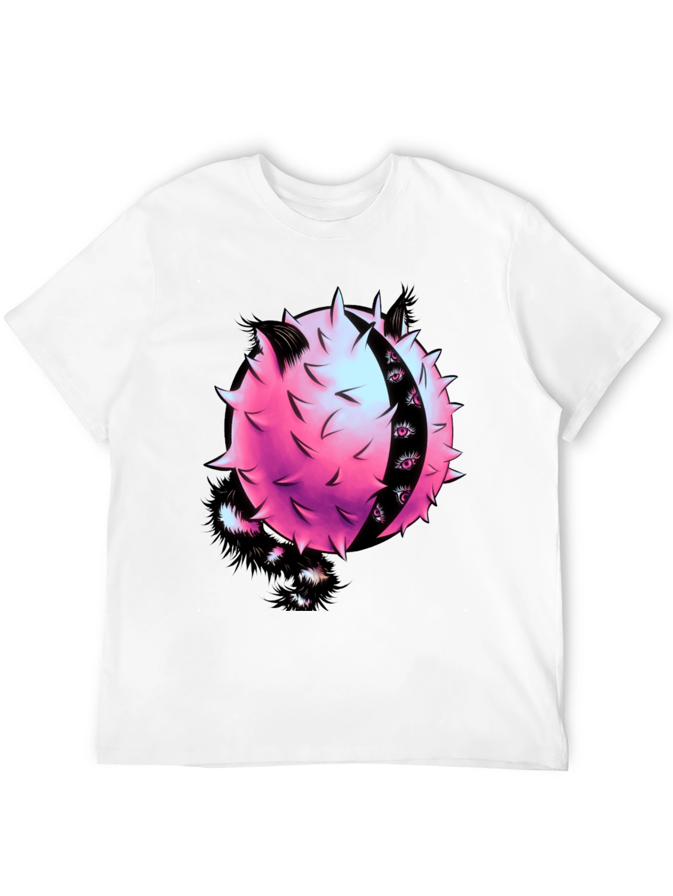 Edgy Graphic Tee - Spiky Pink Ball with Eyes