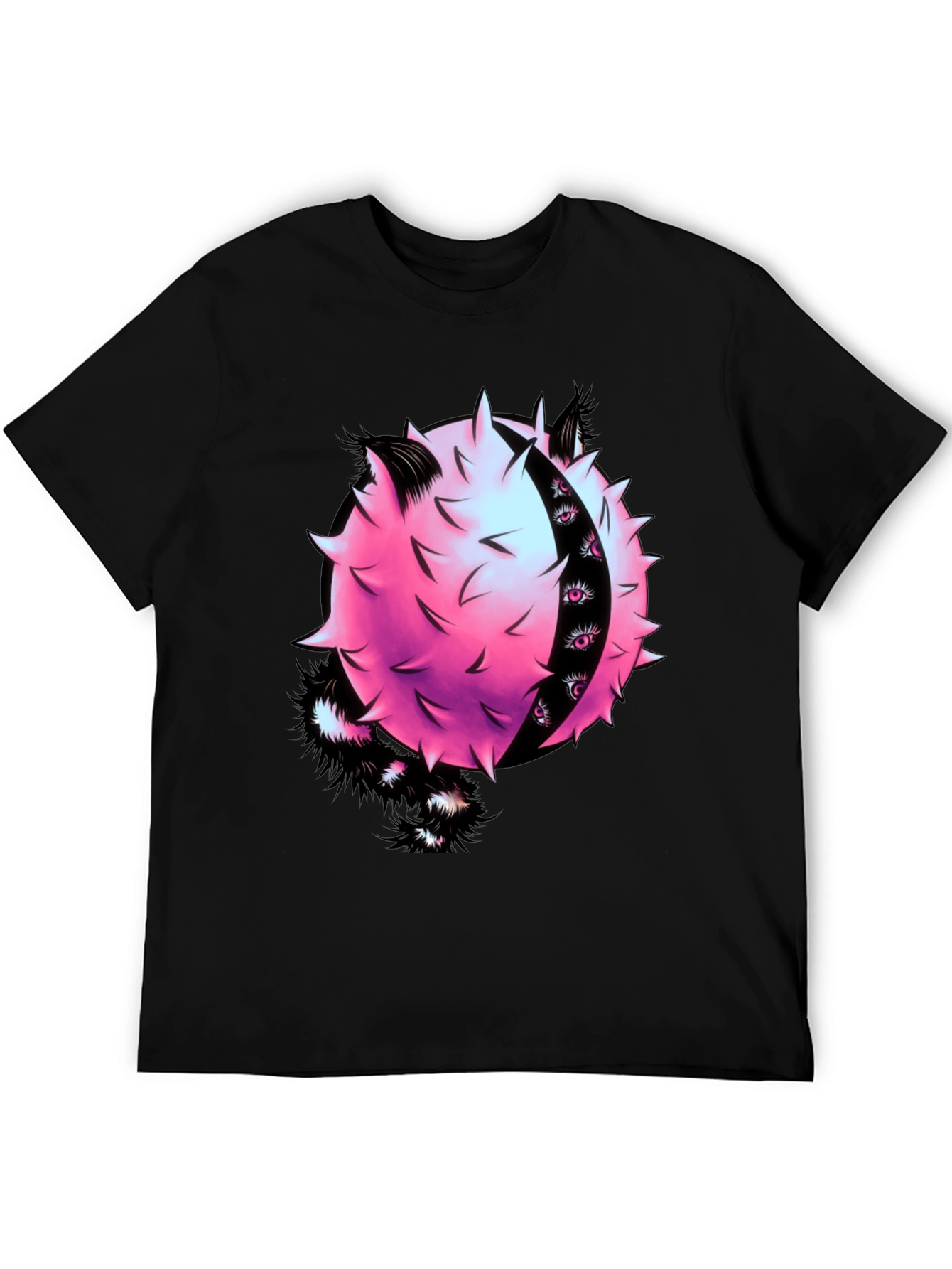Edgy Graphic Tee - Spiky Pink Ball with Eyes