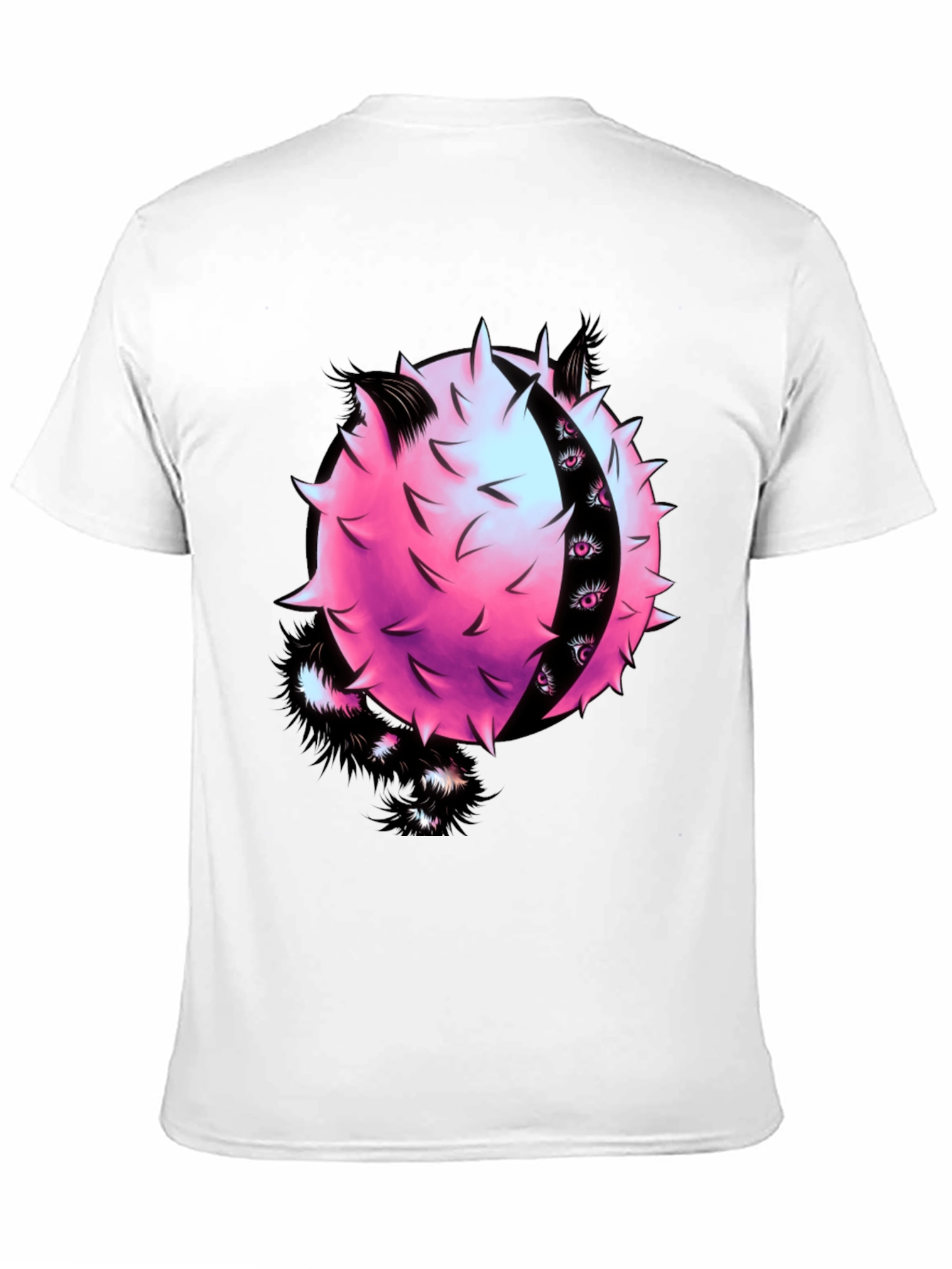 Edgy Graphic Tee - Spiky Pink Ball with Eyes